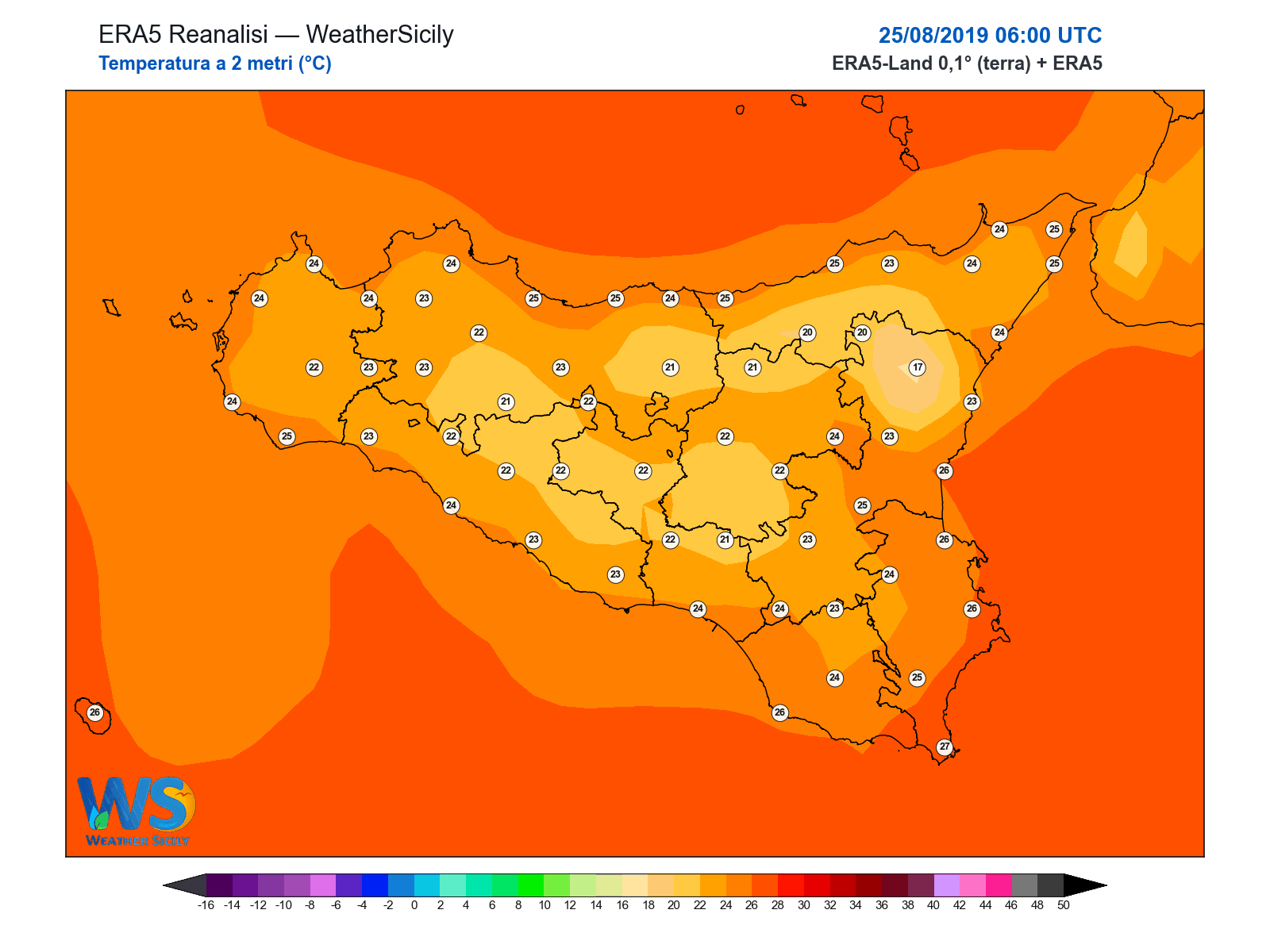 Temperatura a 2 metri · 2019082506