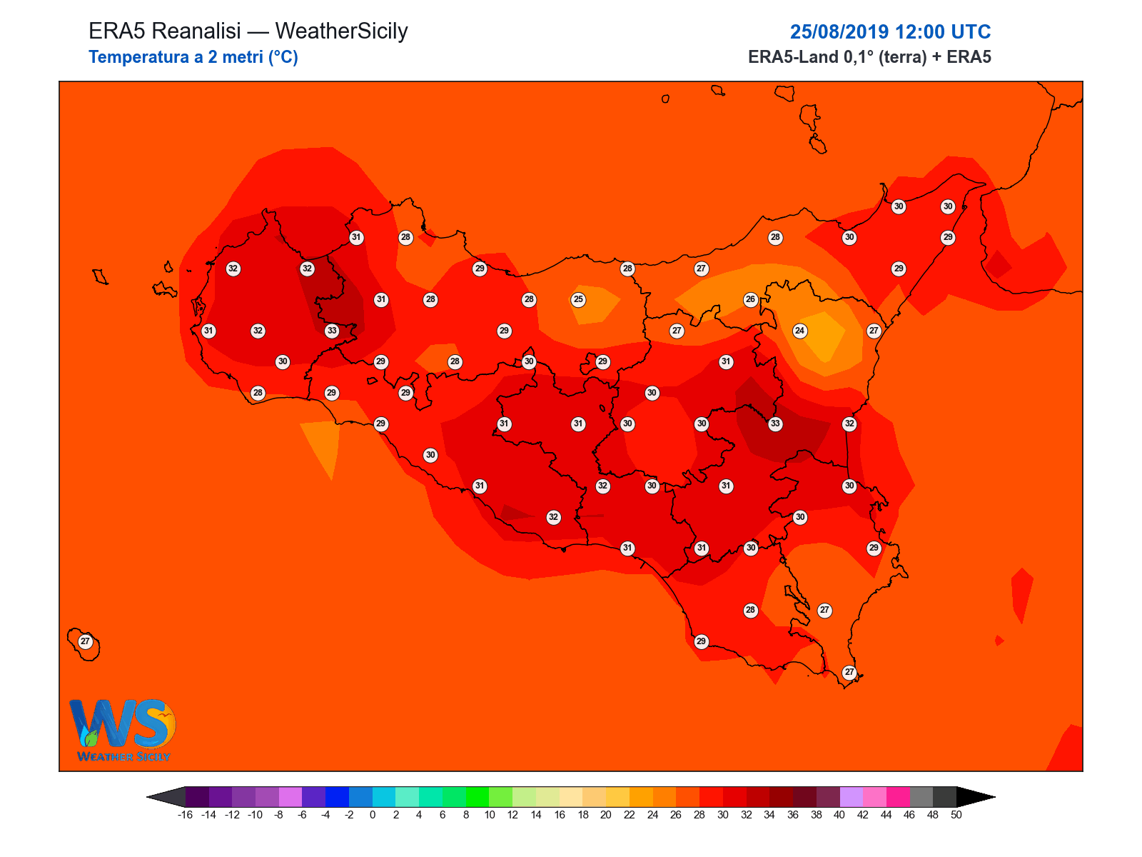 Temperatura a 2 metri · 2019082512