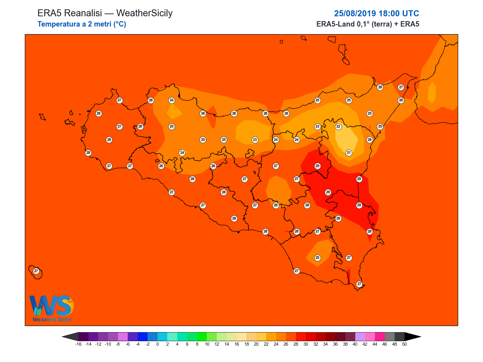 Temperatura a 2 metri · 2019082518