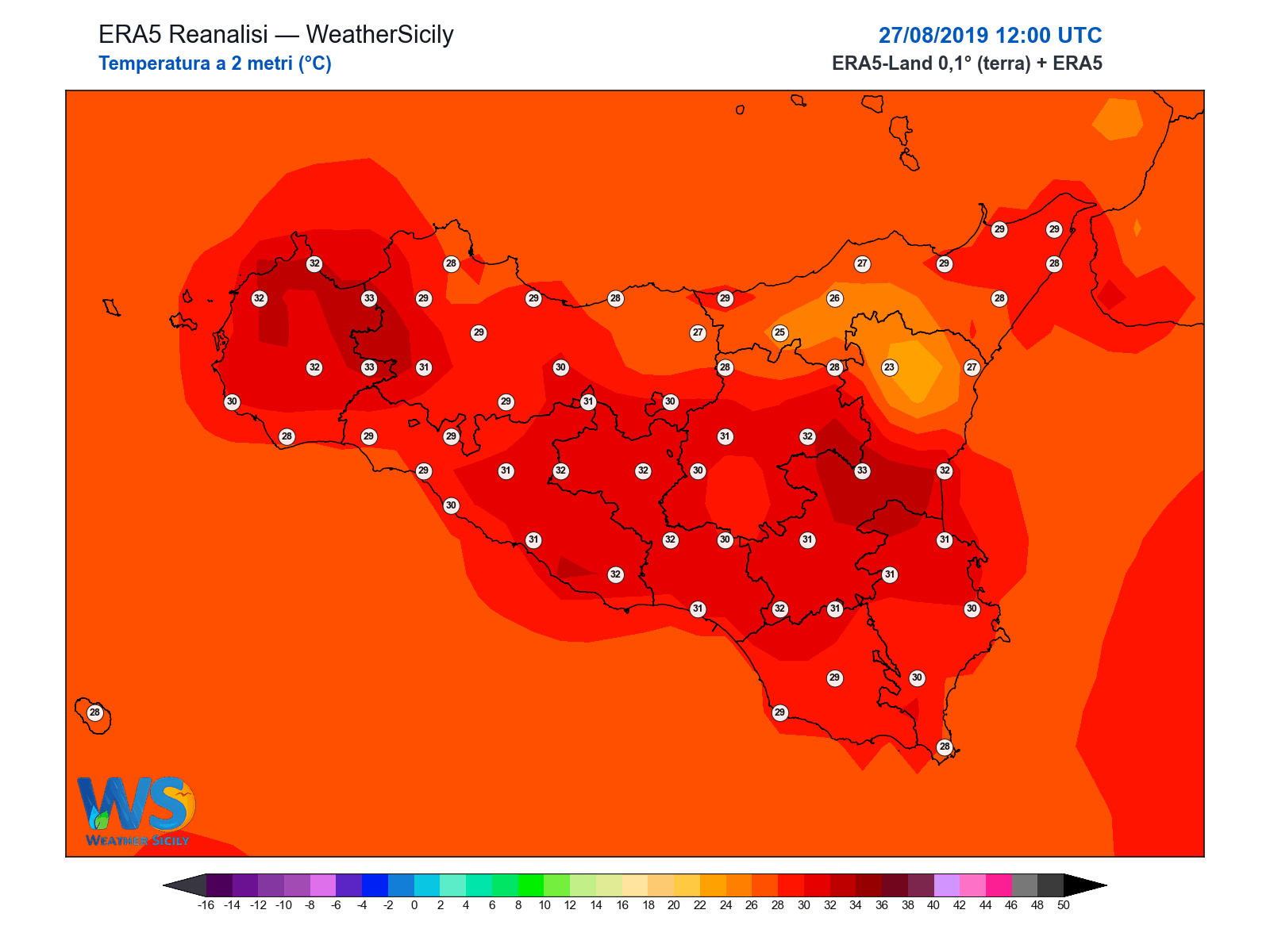 Temperatura a 2 metri · 2019082712