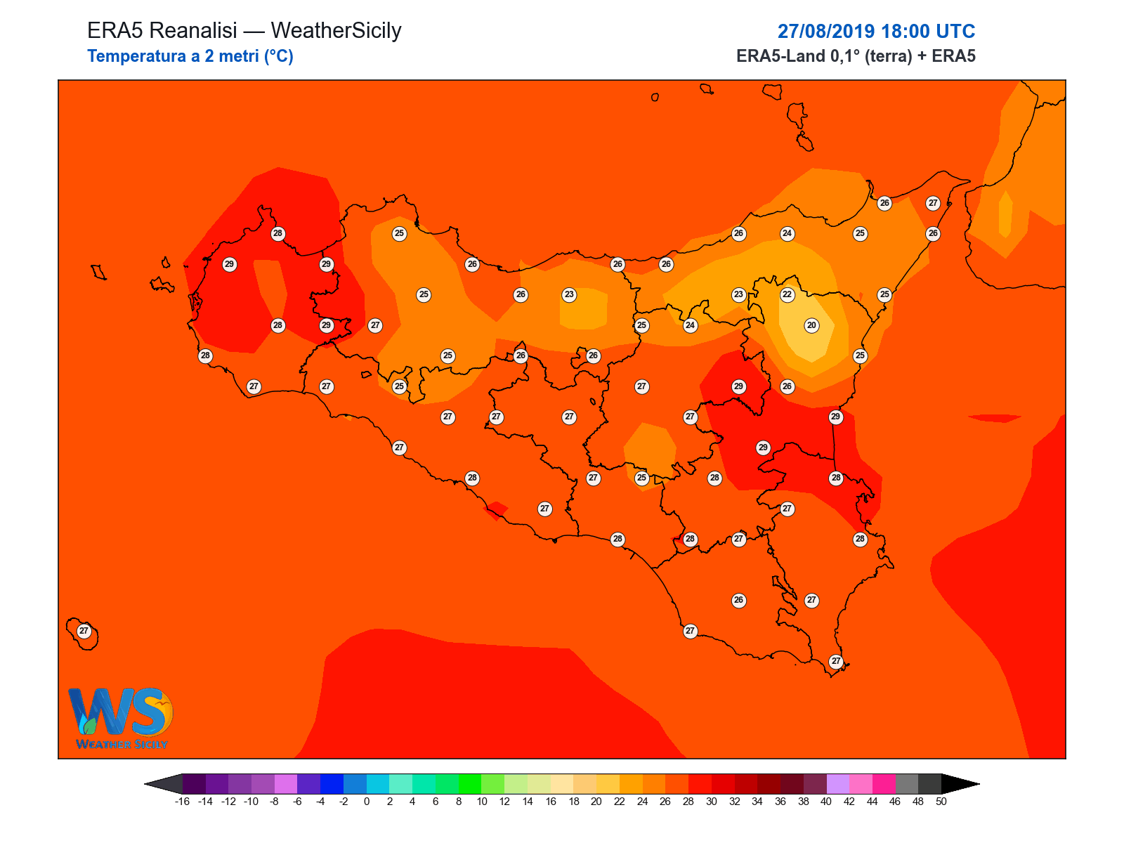 Temperatura a 2 metri · 2019082718