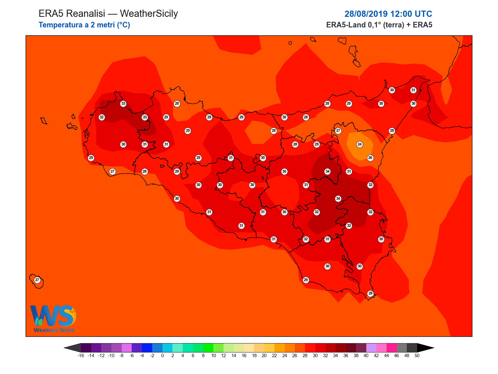 Temperatura a 2 metri · 2019082812
