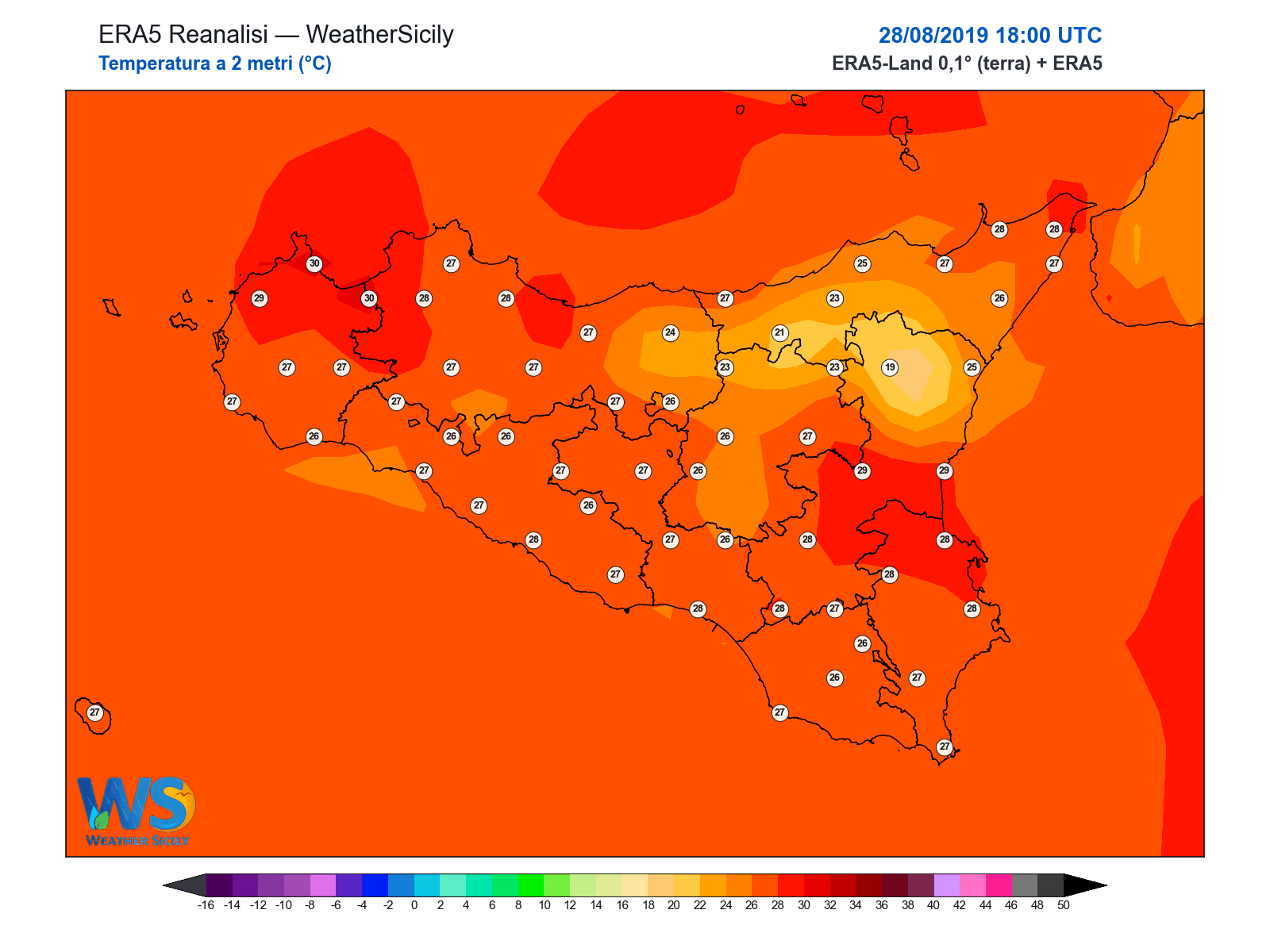 Temperatura a 2 metri · 2019082818