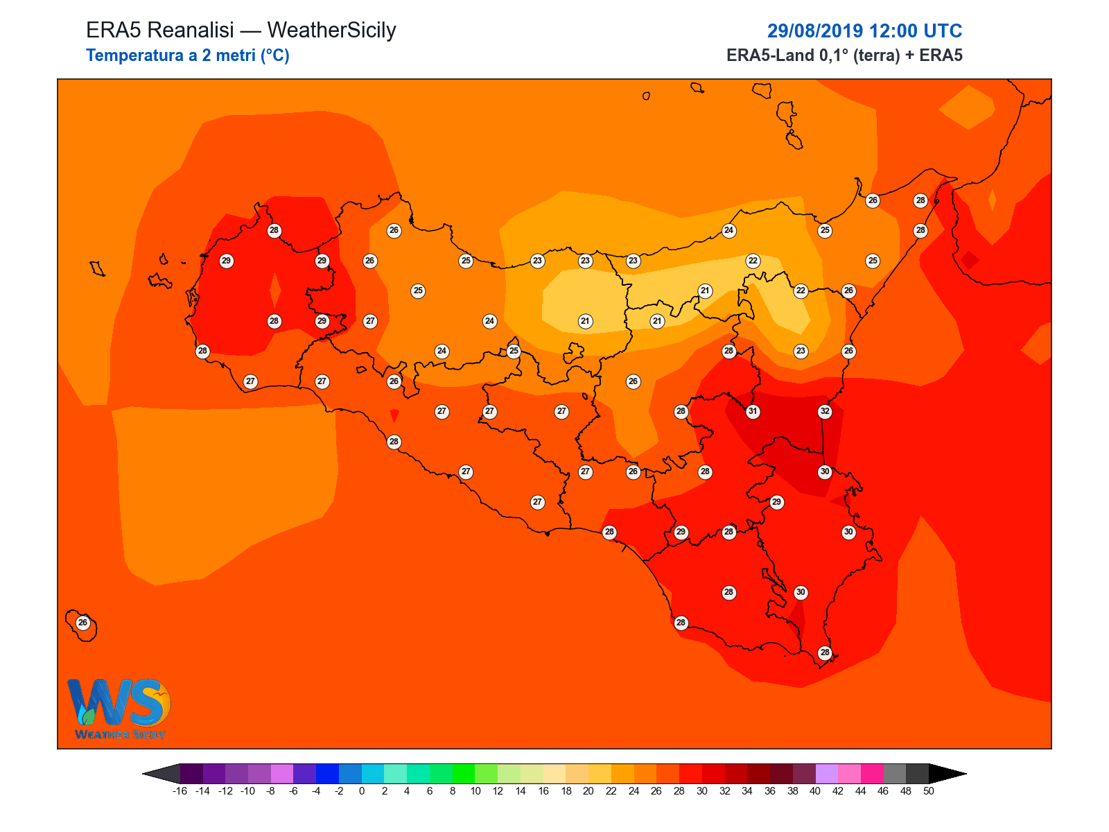 Temperatura a 2 metri · 2019082912