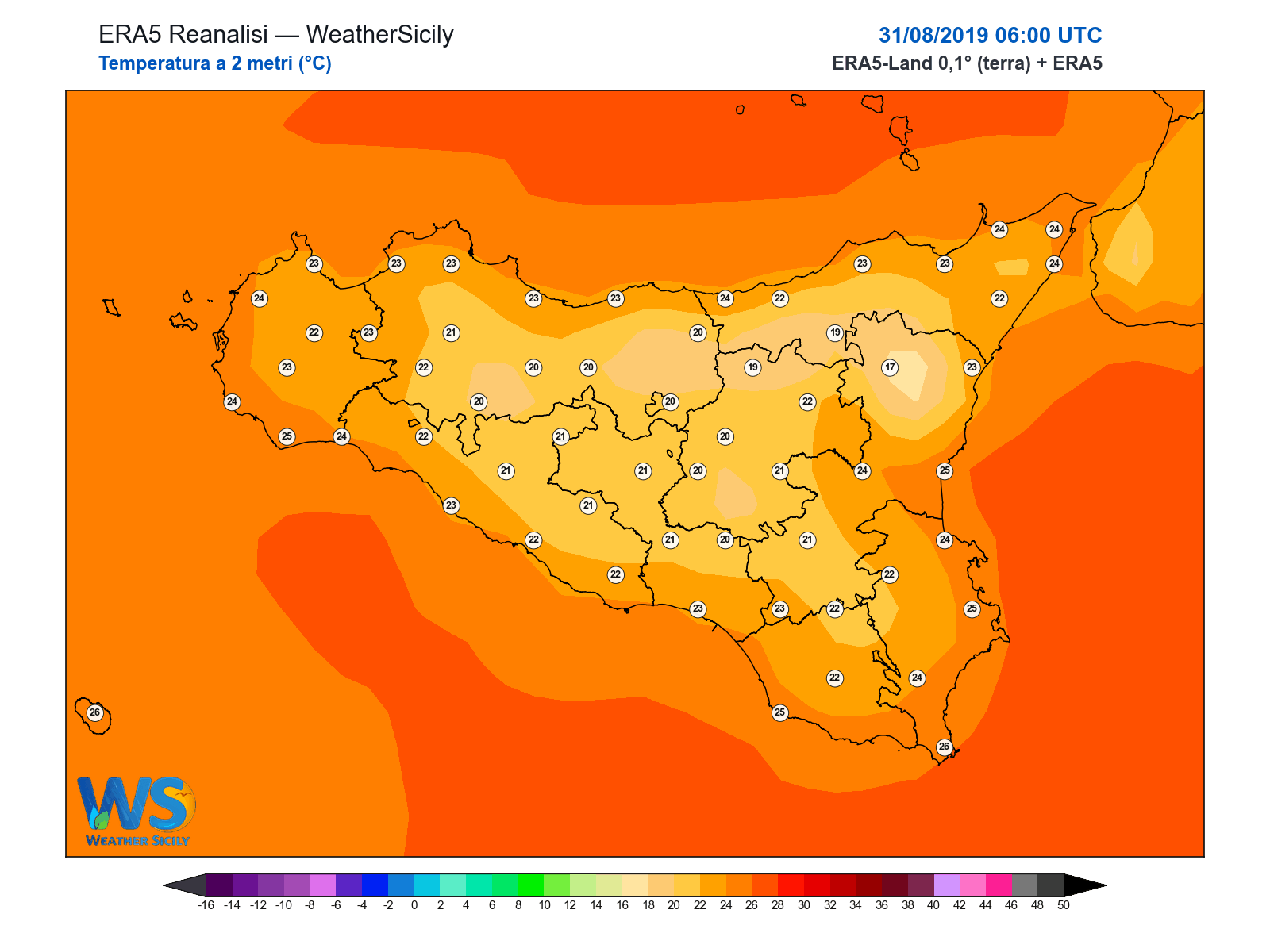 Temperatura a 2 metri · 2019083106