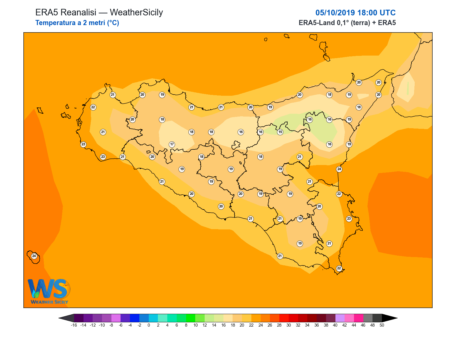Temperatura a 2 metri · 2019100518