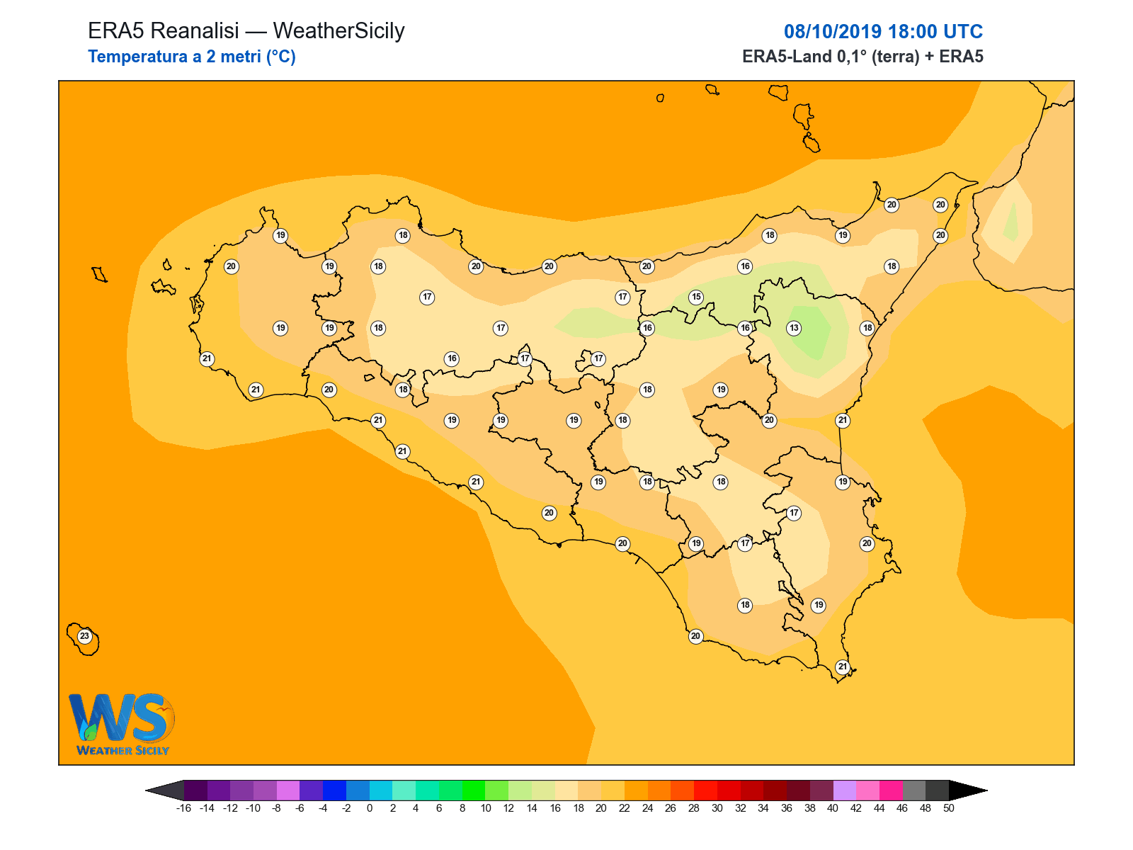 Temperatura a 2 metri · 2019100818