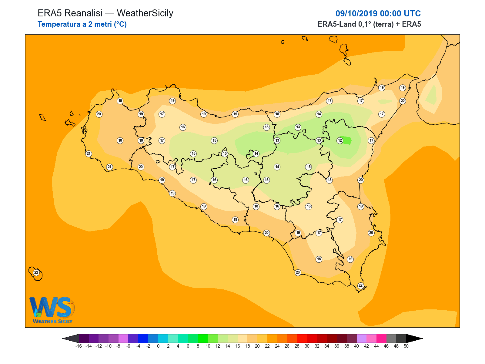 Temperatura a 2 metri · 2019100900