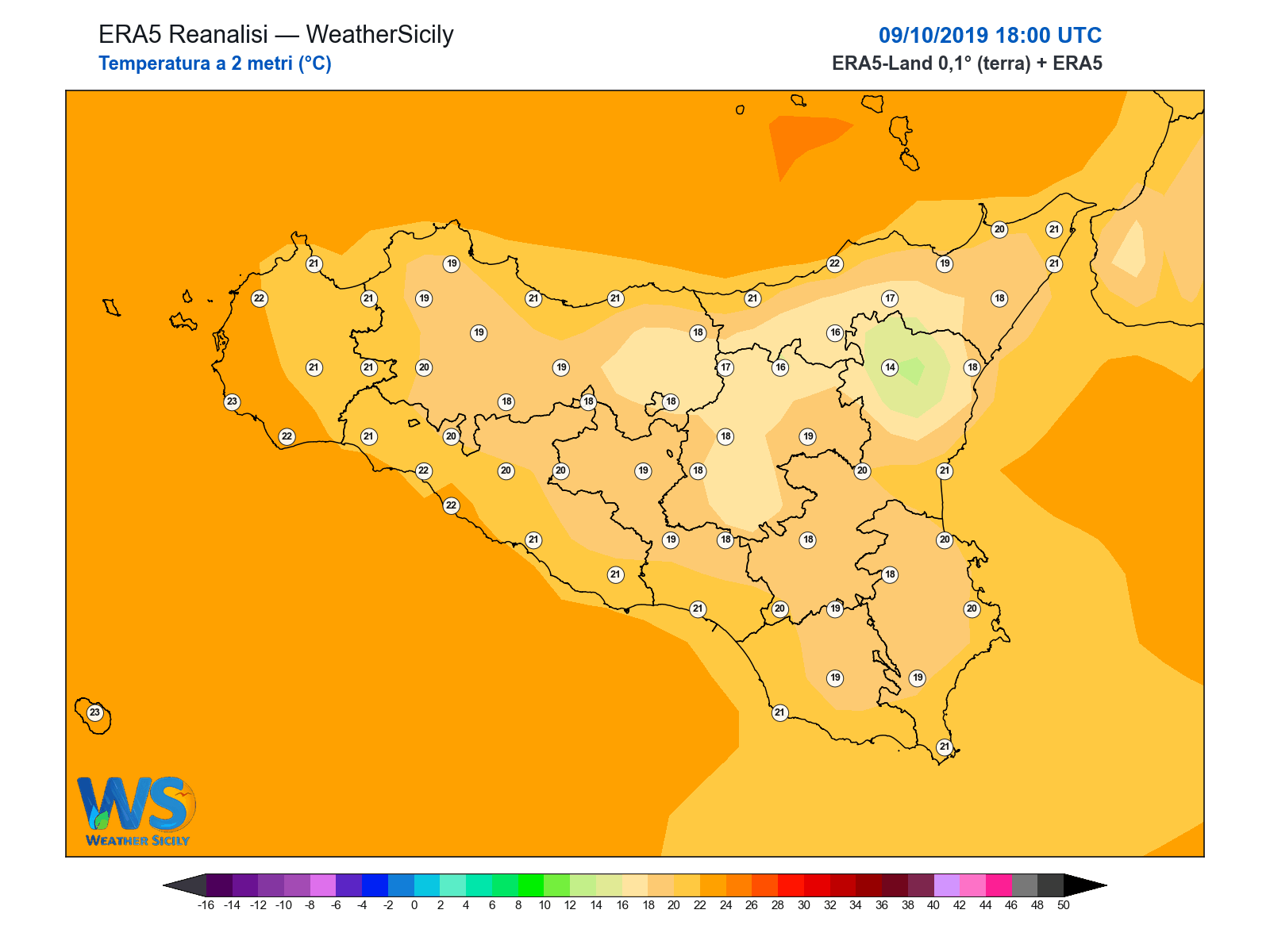 Temperatura a 2 metri · 2019100918