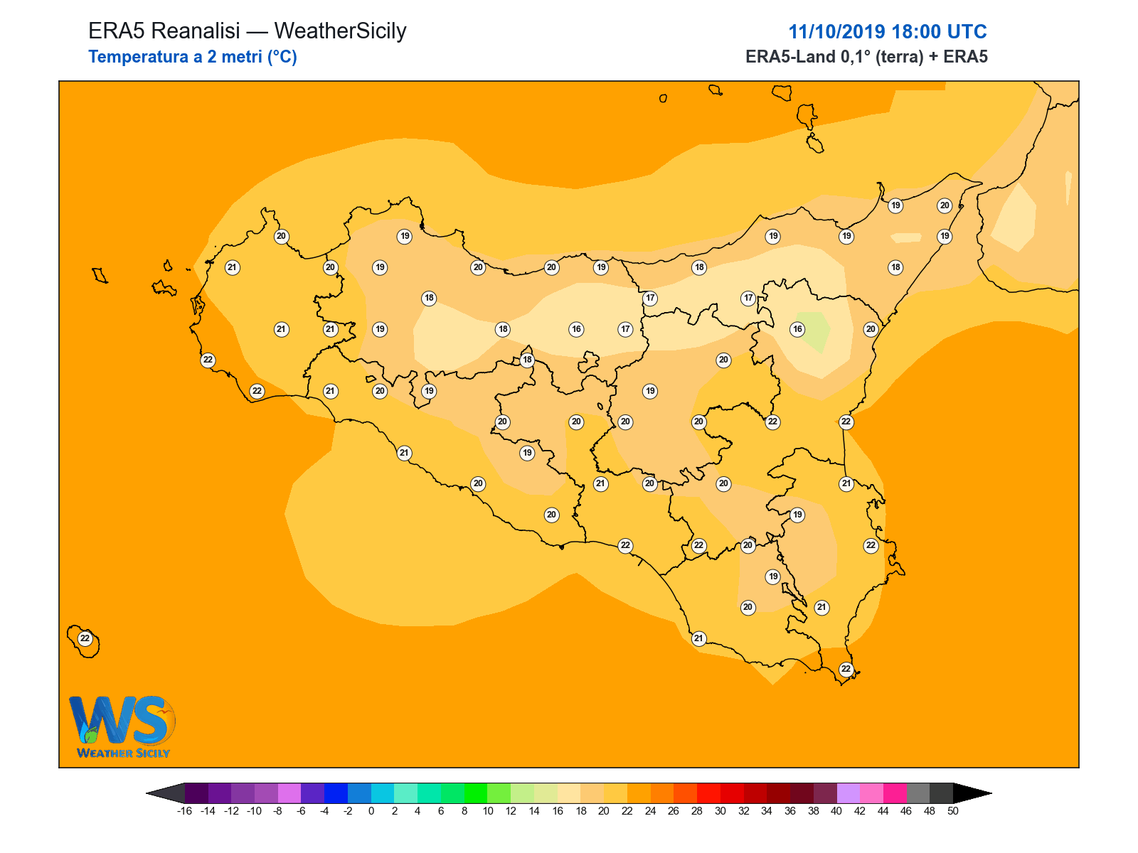 Temperatura a 2 metri · 2019101118