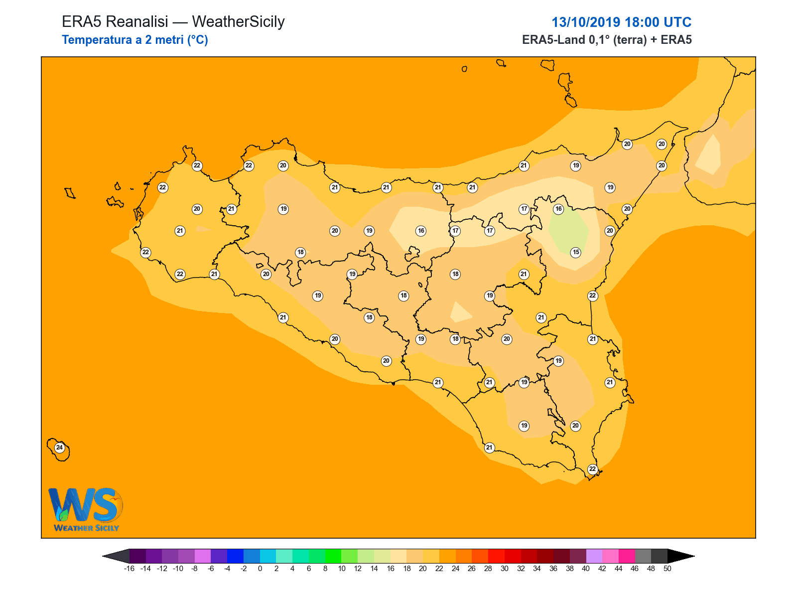 Temperatura a 2 metri · 2019101318