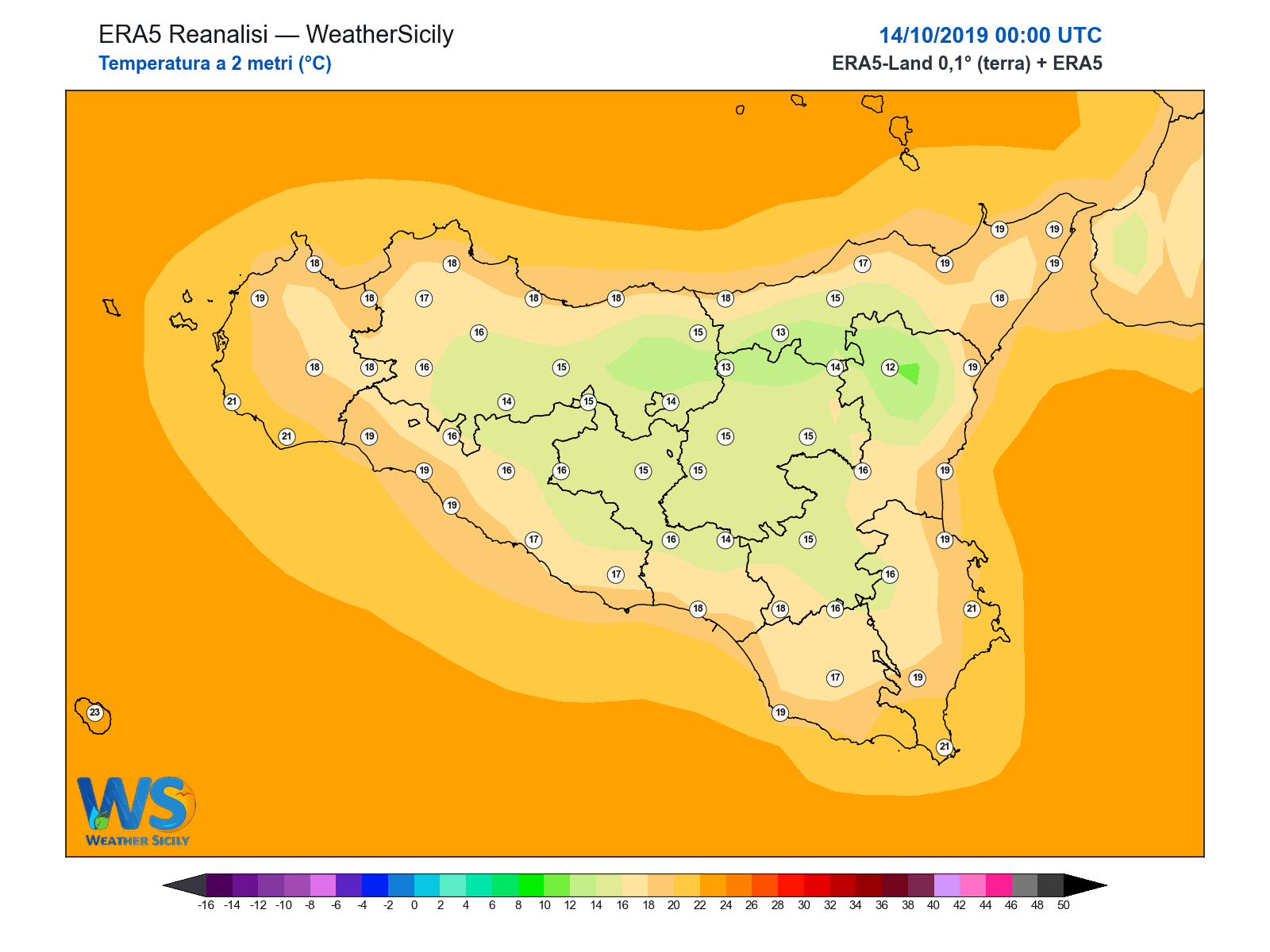 Temperatura a 2 metri · 2019101400
