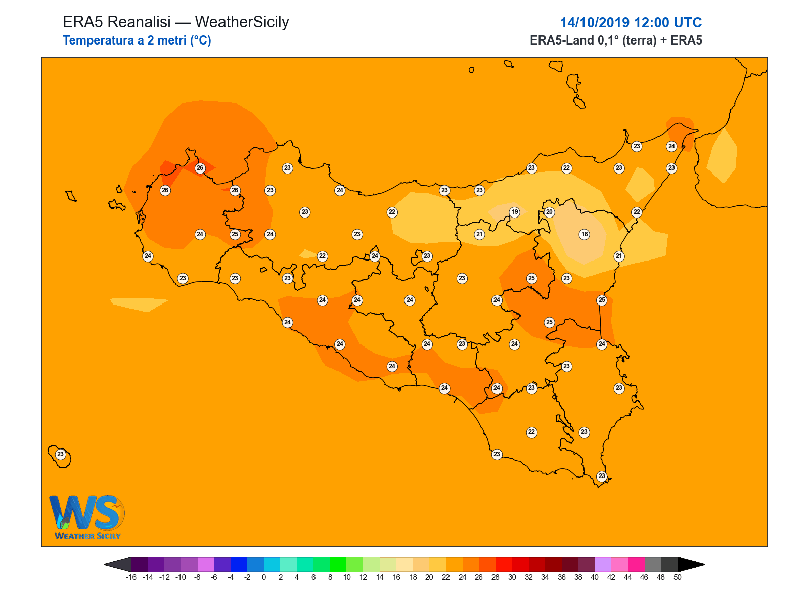 Temperatura a 2 metri · 2019101412