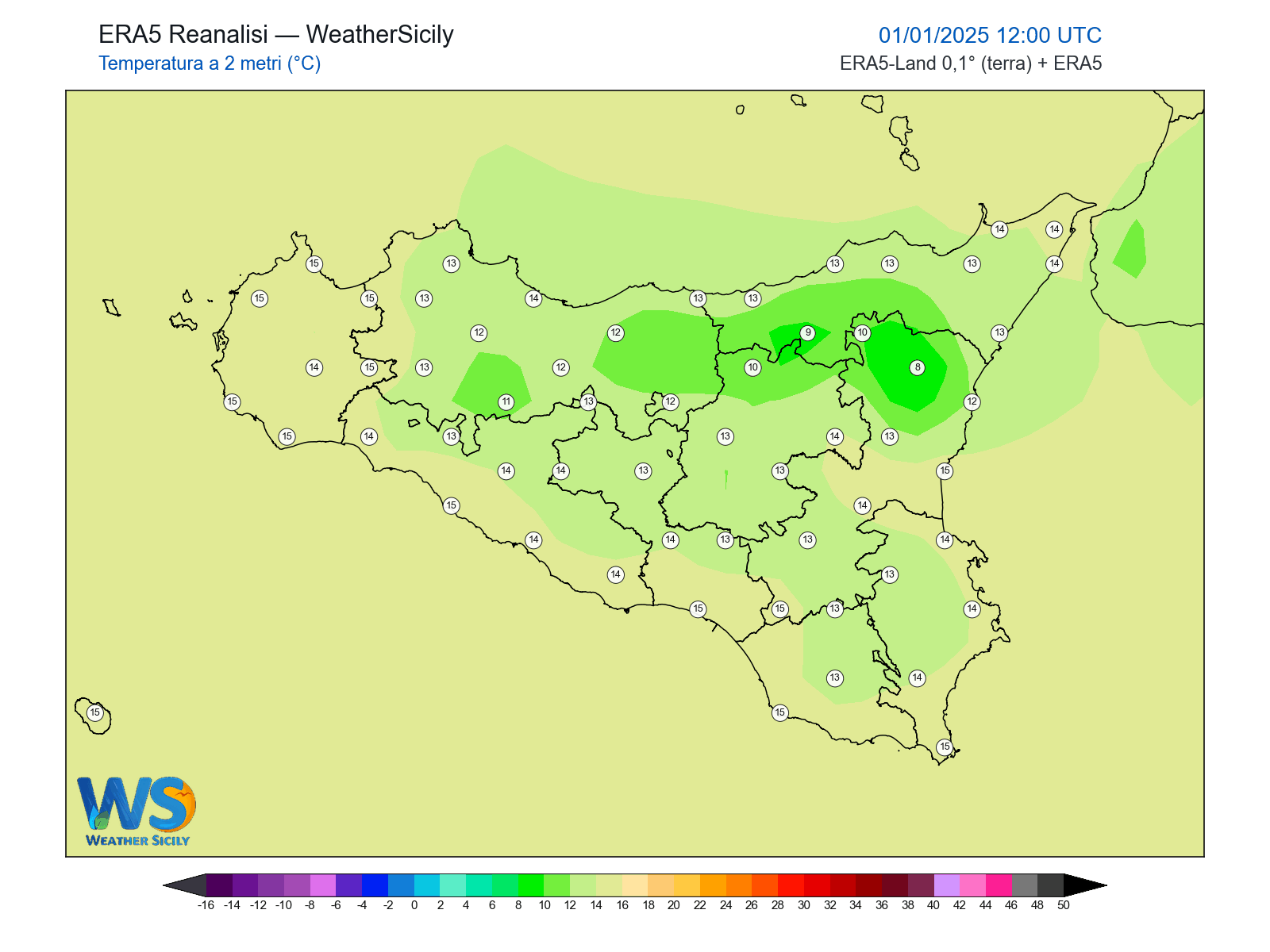 Temperatura a 2 metri · 2025010112