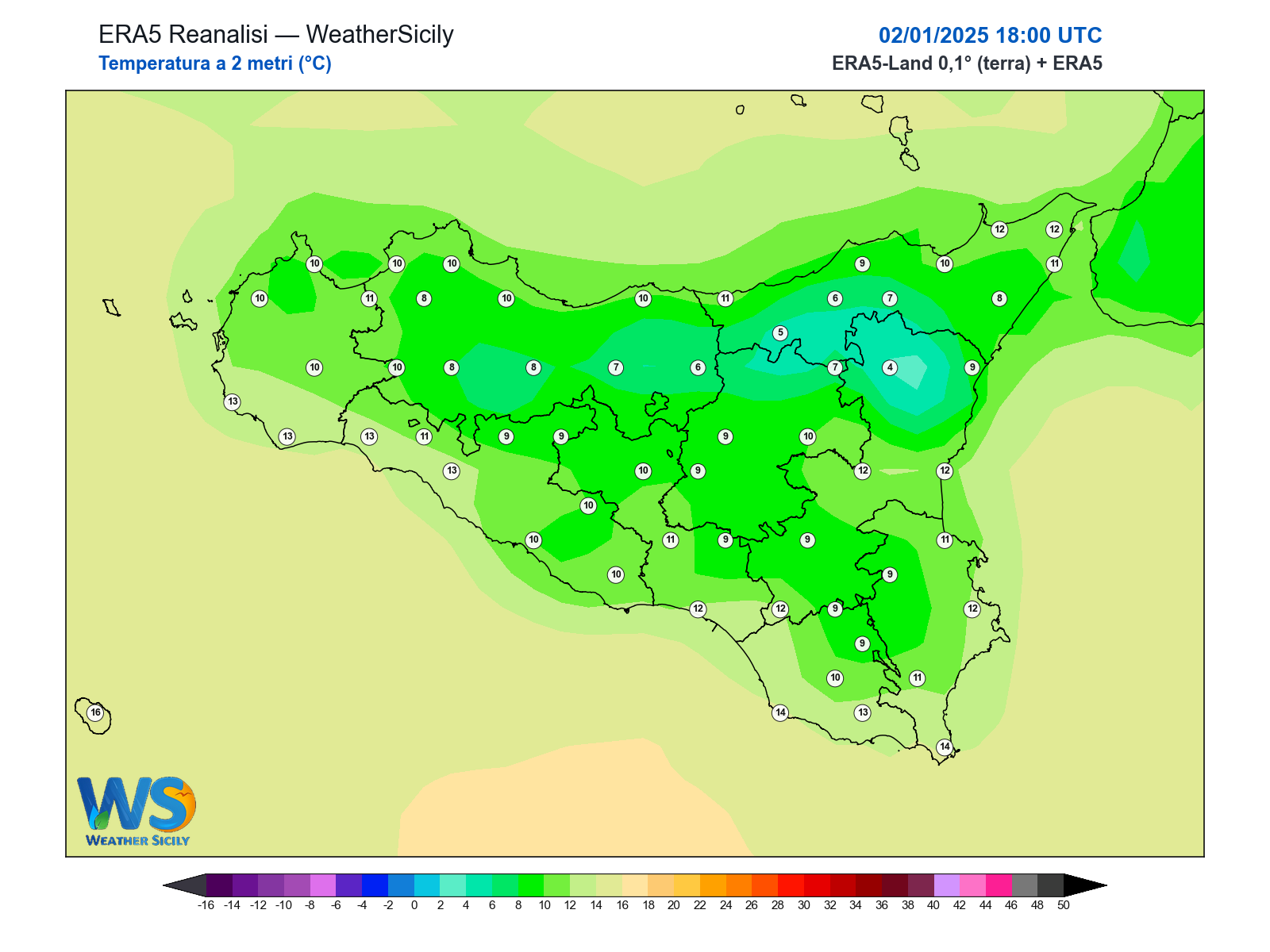 Temperatura a 2 metri · 2025010218