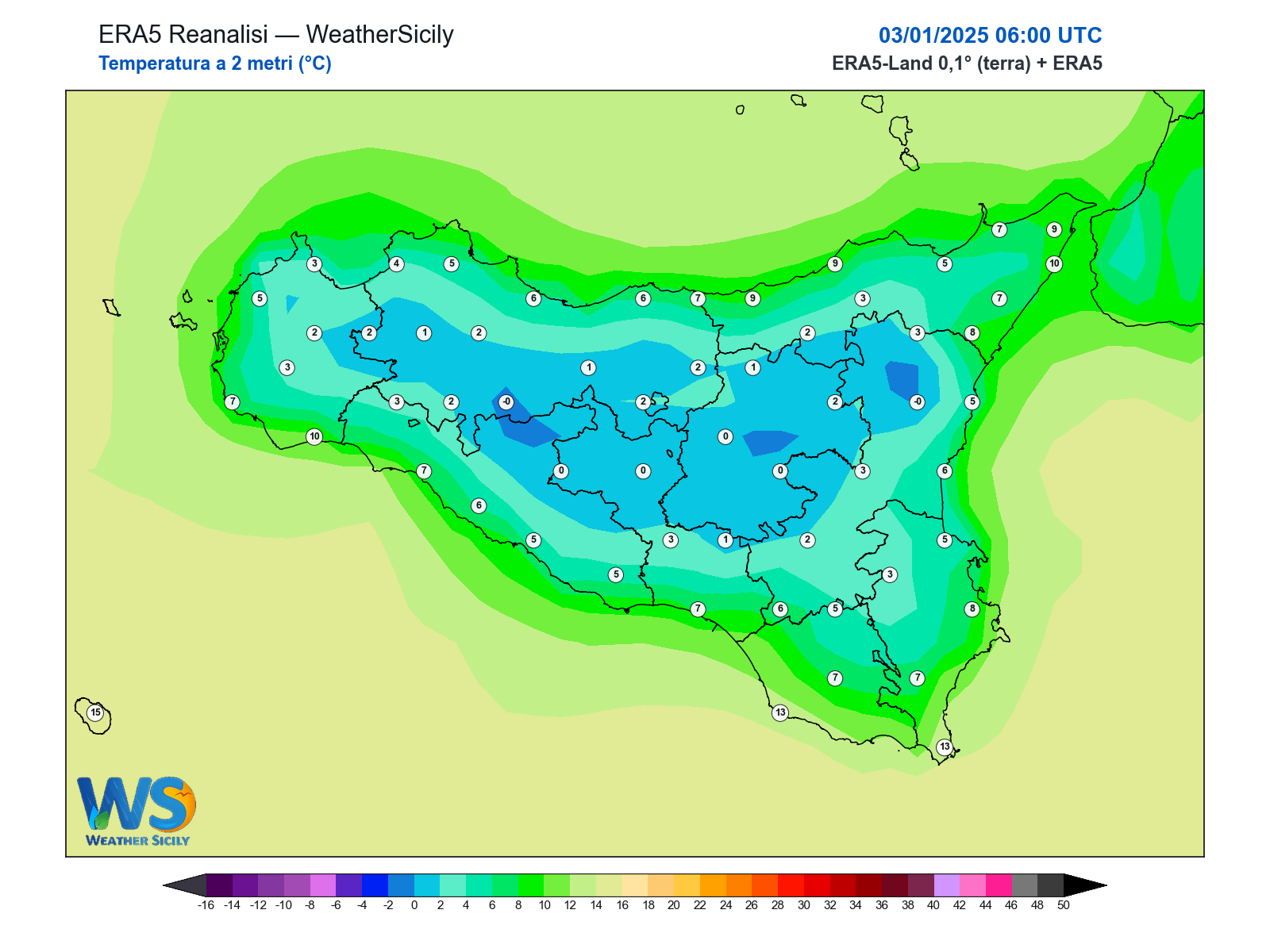 Temperatura a 2 metri · 2025010306