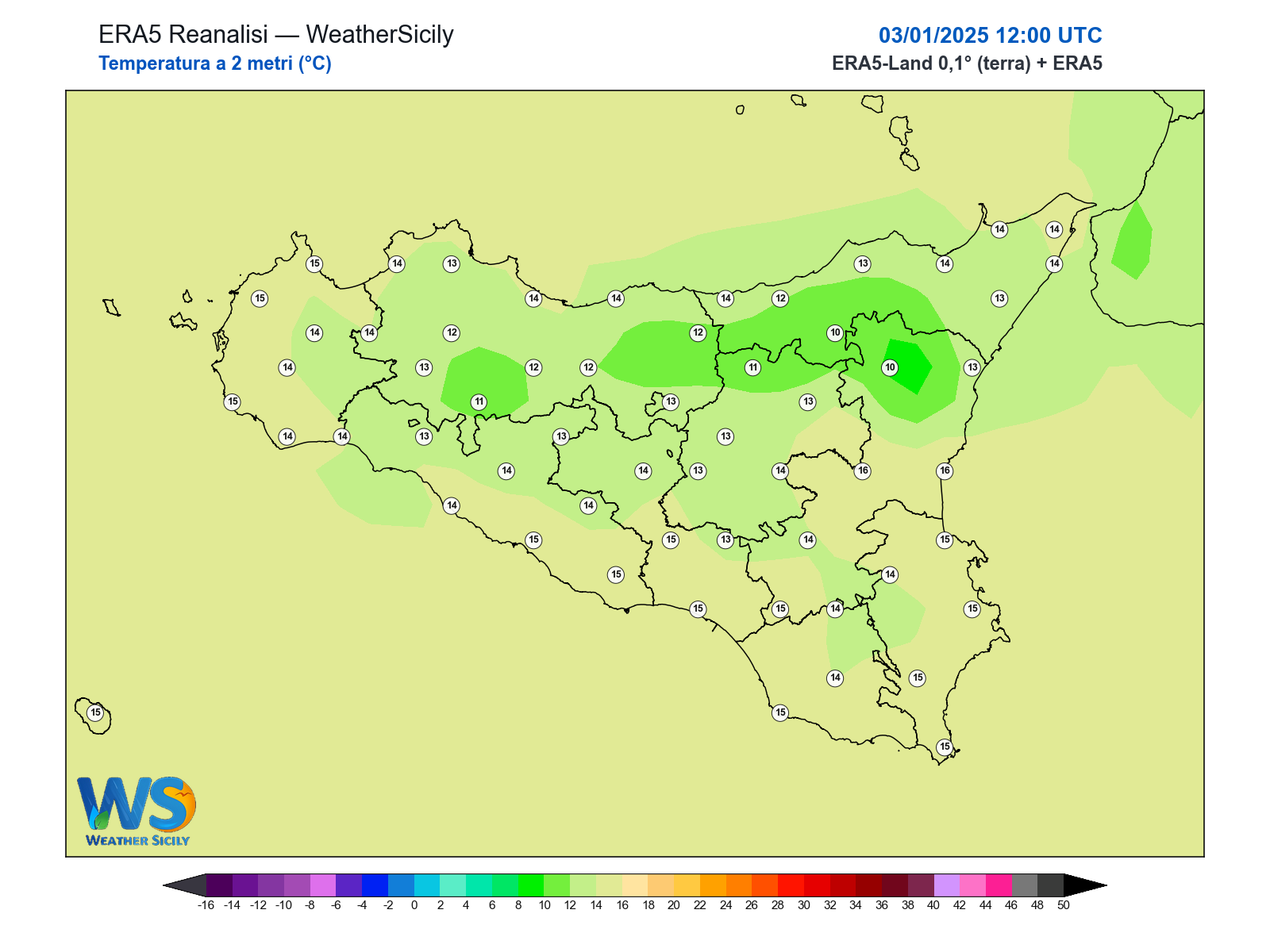 Temperatura a 2 metri · 2025010312