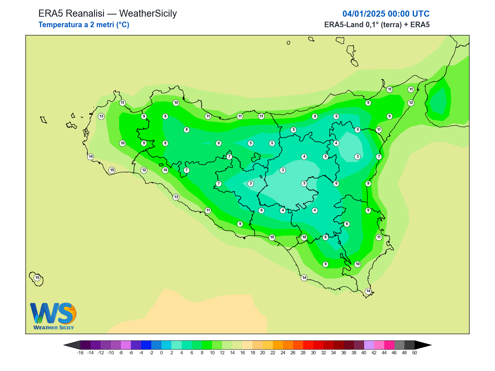 Temperatura a 2 metri · 2025010400