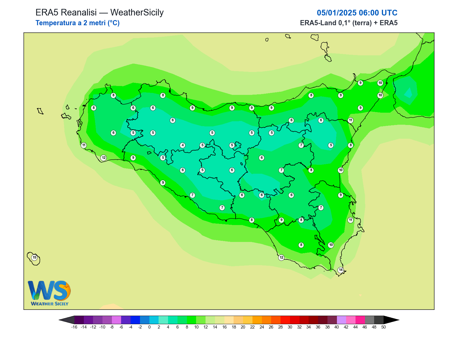 Temperatura a 2 metri · 2025010506