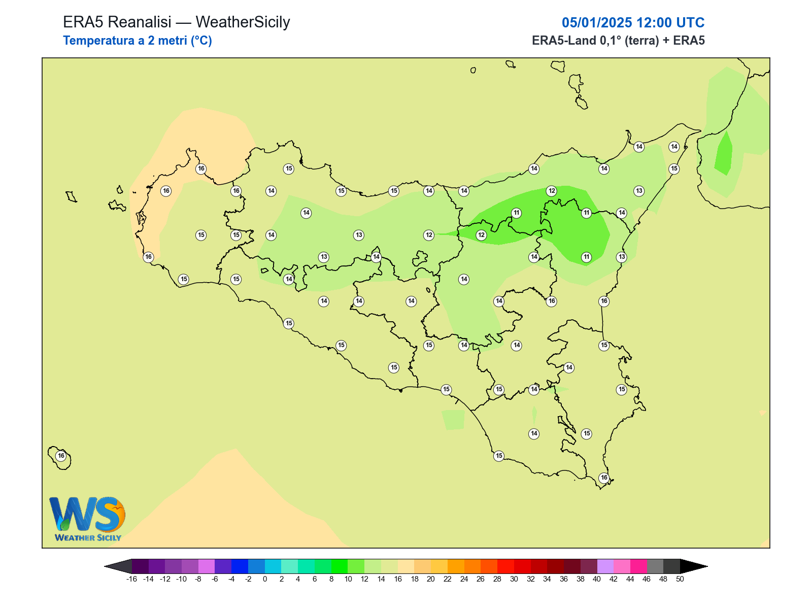 Temperatura a 2 metri · 2025010512