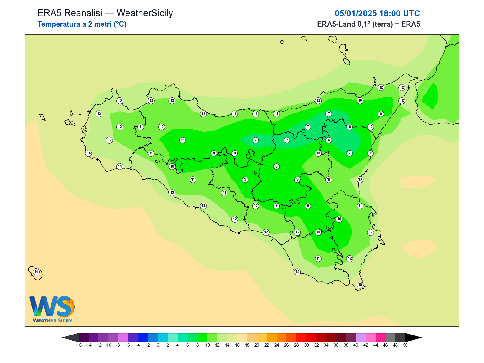 Temperatura a 2 metri · 2025010518