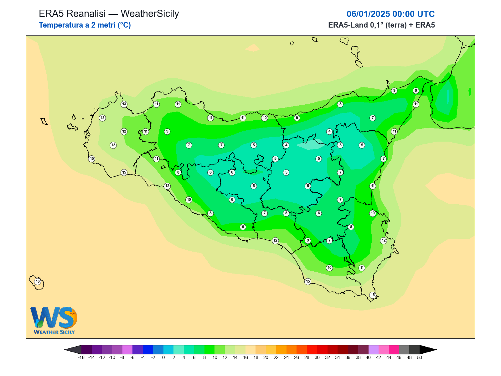 Temperatura a 2 metri · 2025010600