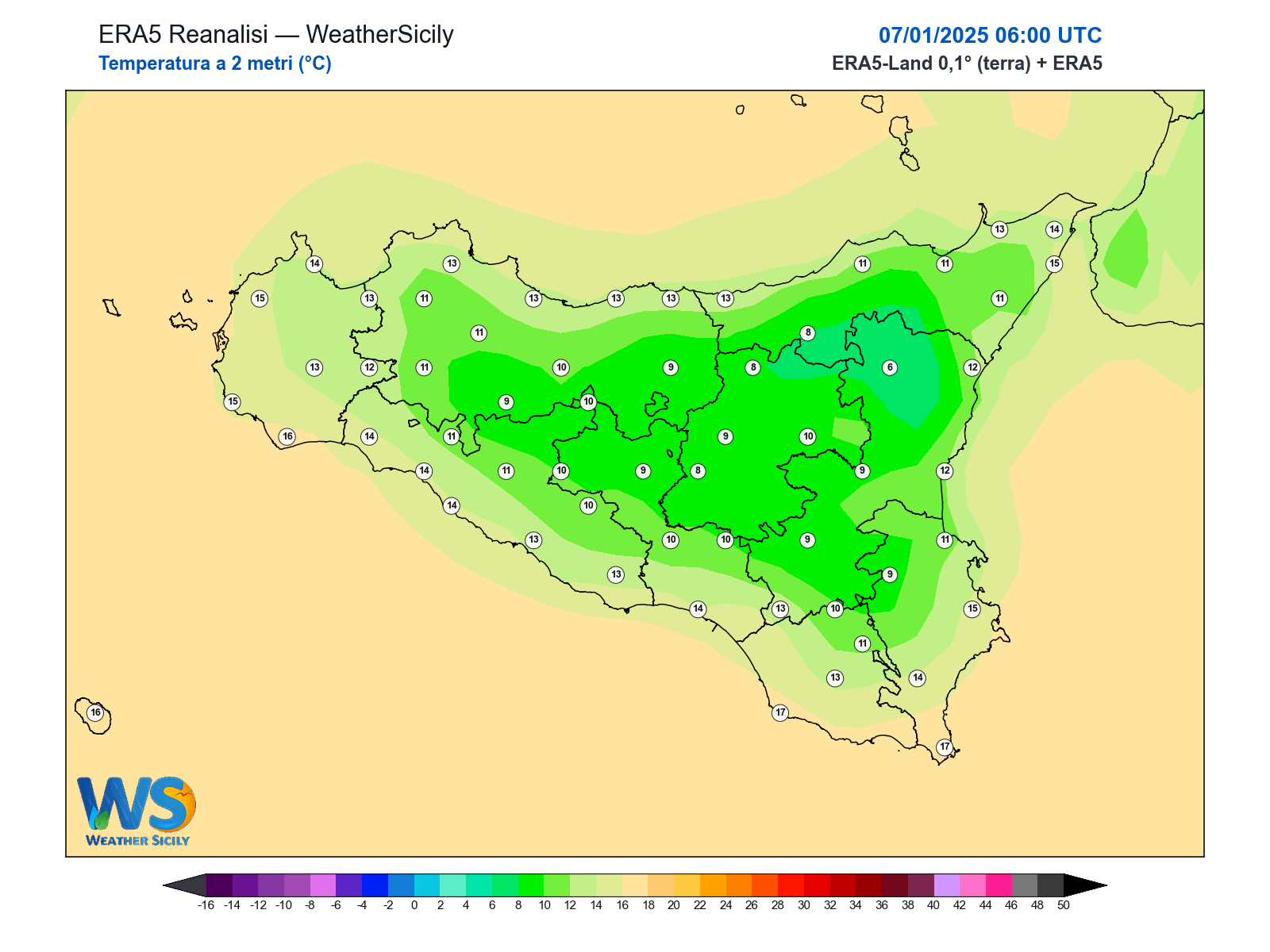 Temperatura a 2 metri · 2025010706