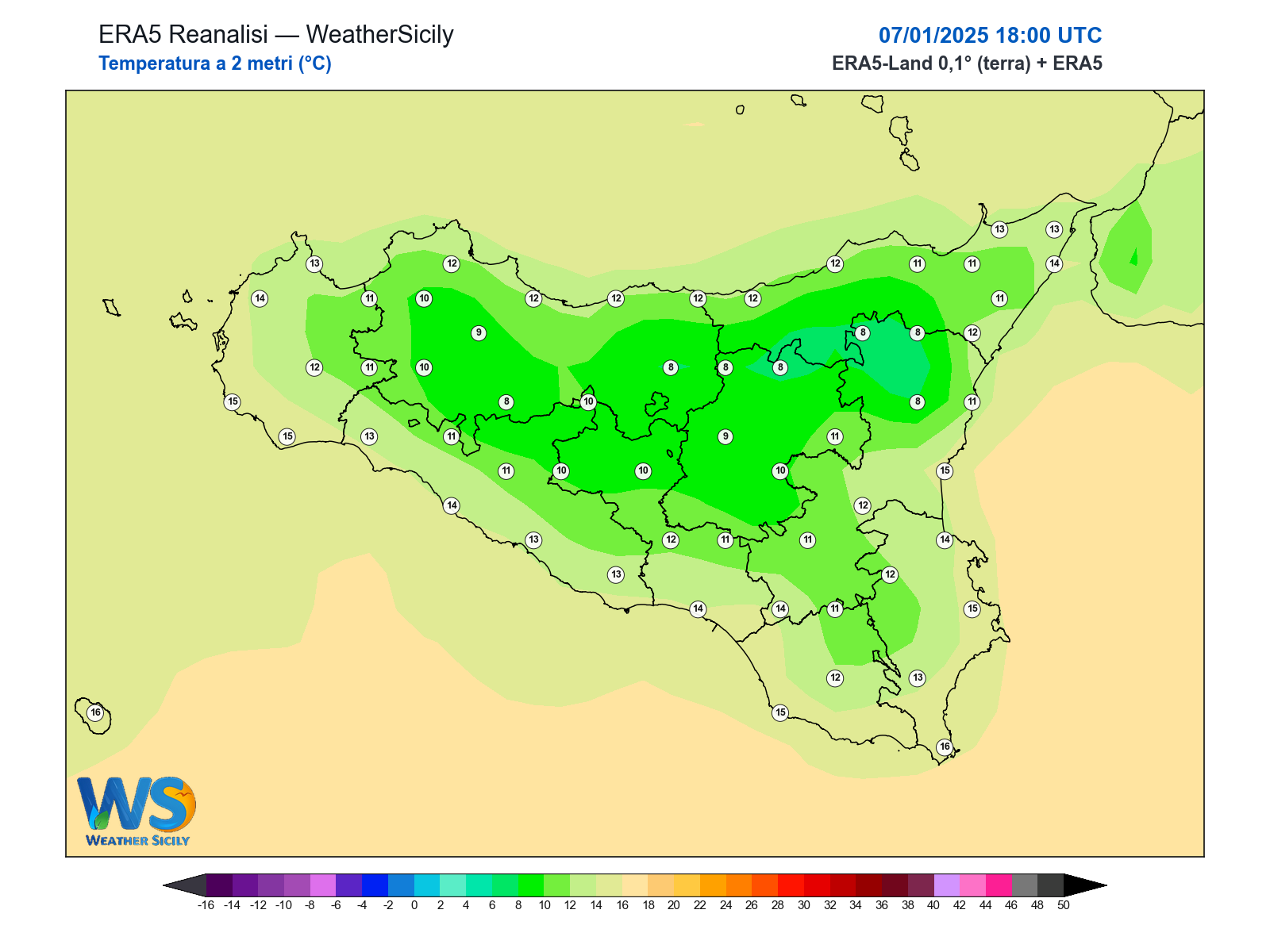 Temperatura a 2 metri · 2025010718