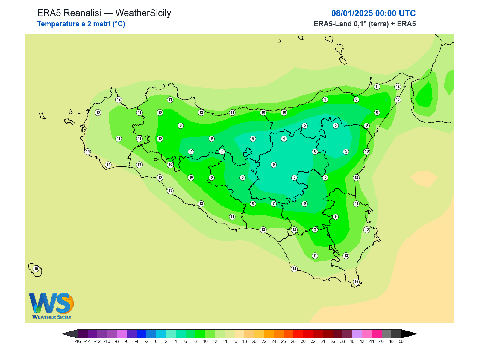 Temperatura a 2 metri · 2025010800