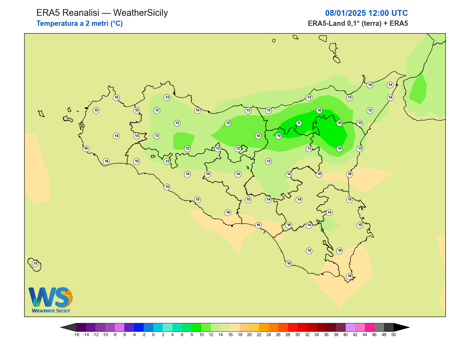 Temperatura a 2 metri · 2025010812