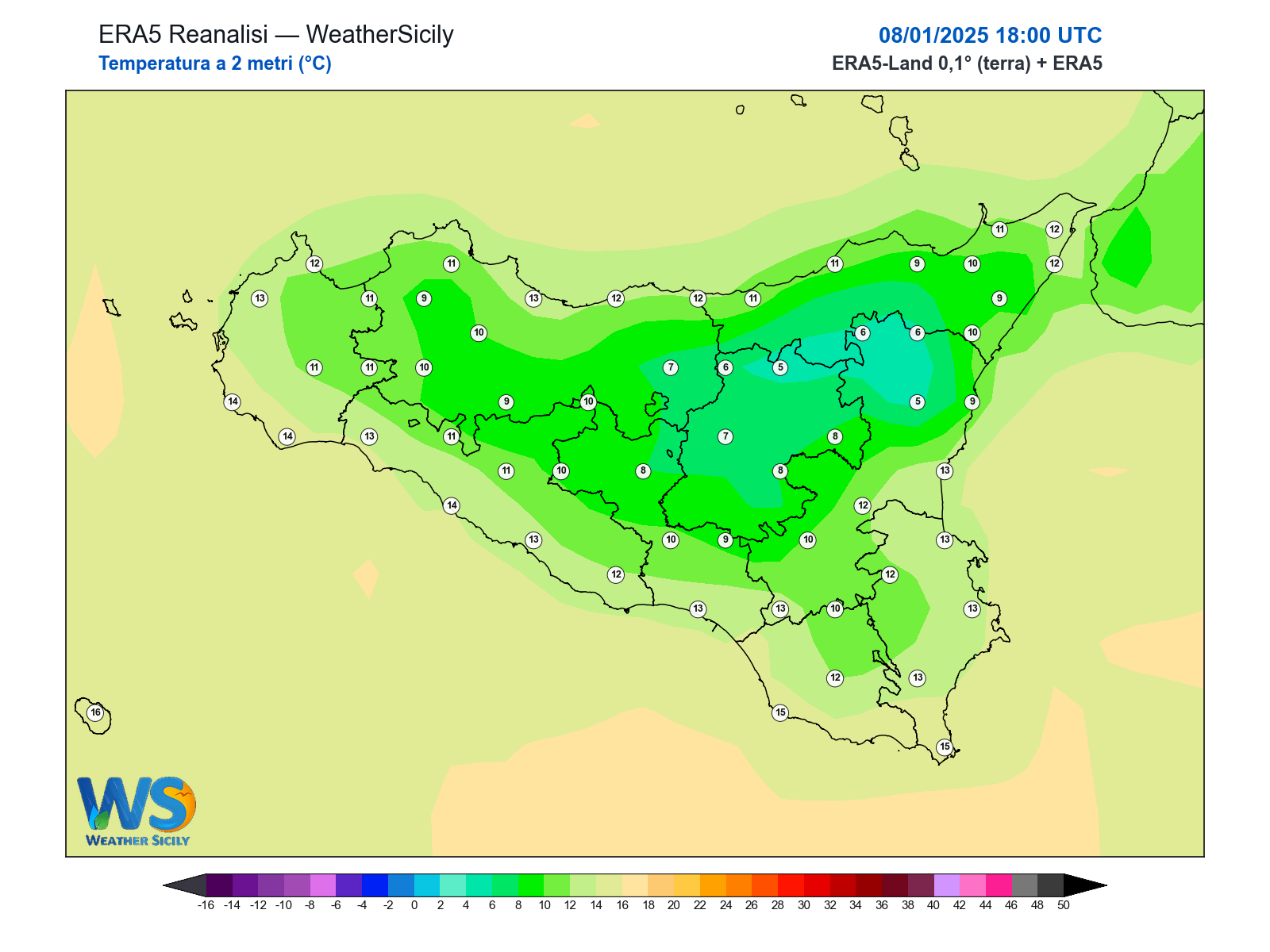 Temperatura a 2 metri · 2025010818