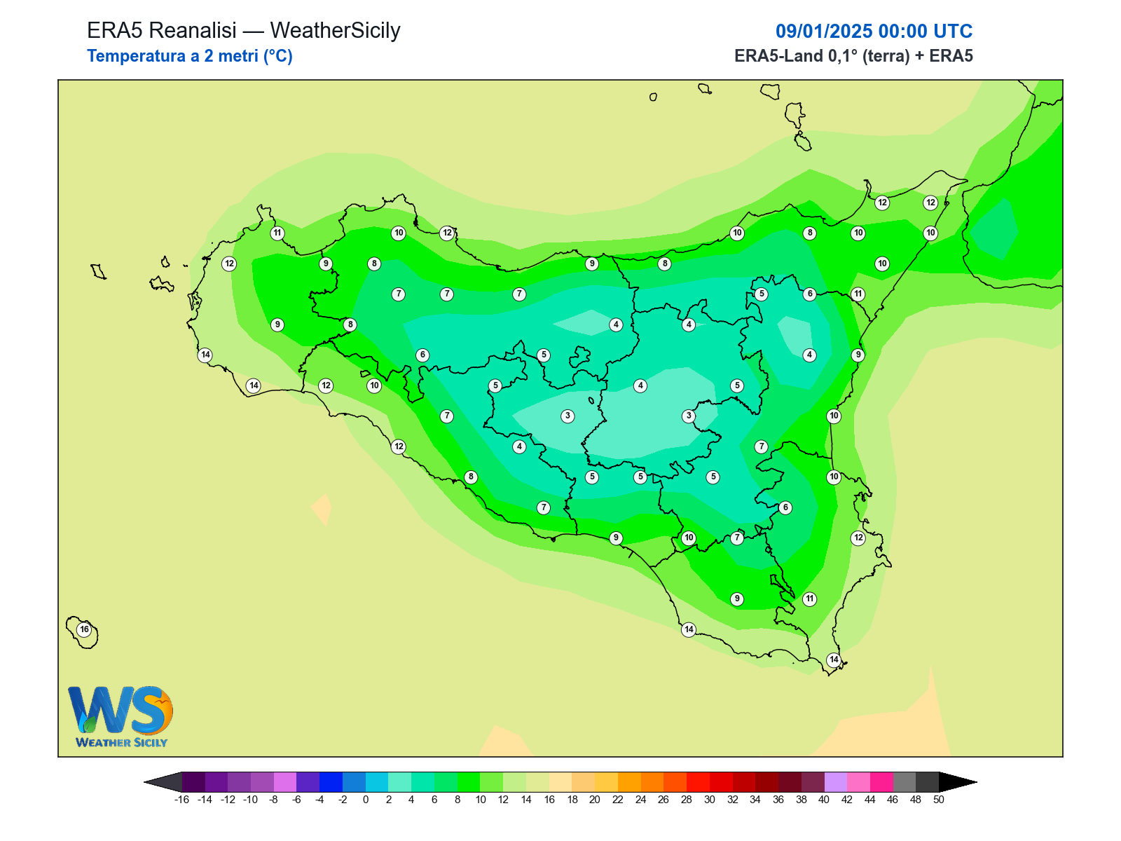 Temperatura a 2 metri · 2025010900
