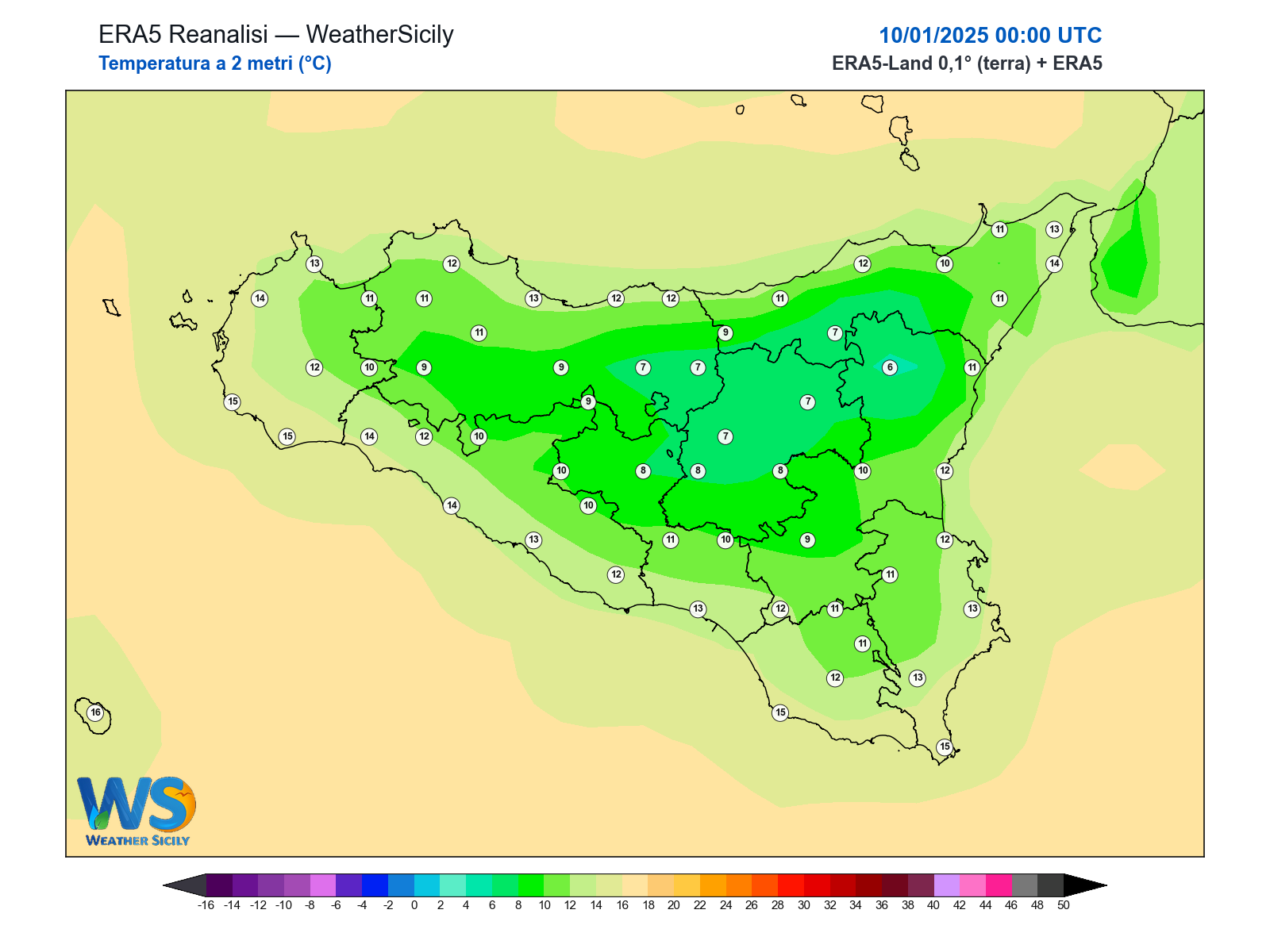 Temperatura a 2 metri · 2025011000