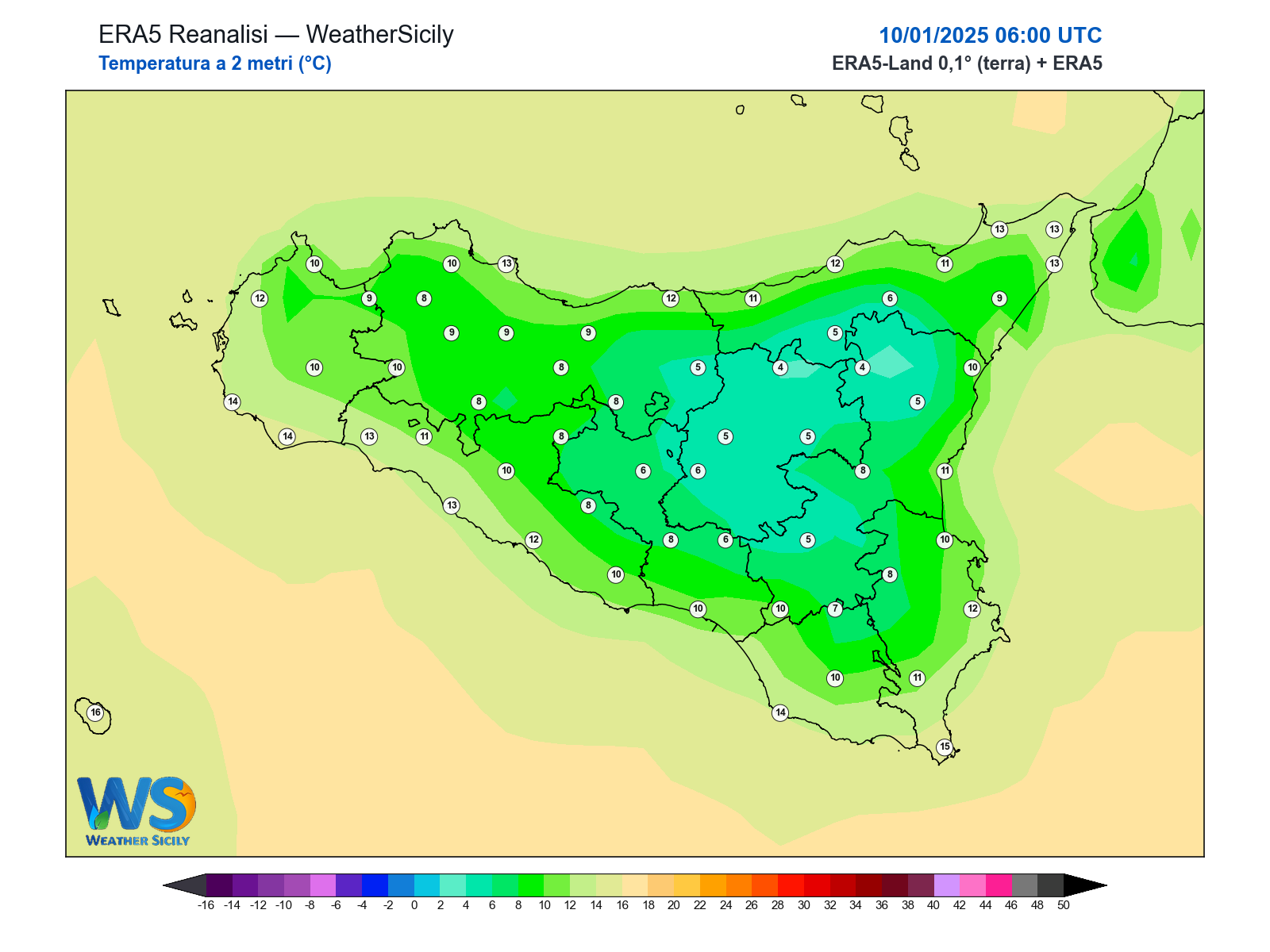 Temperatura a 2 metri · 2025011006