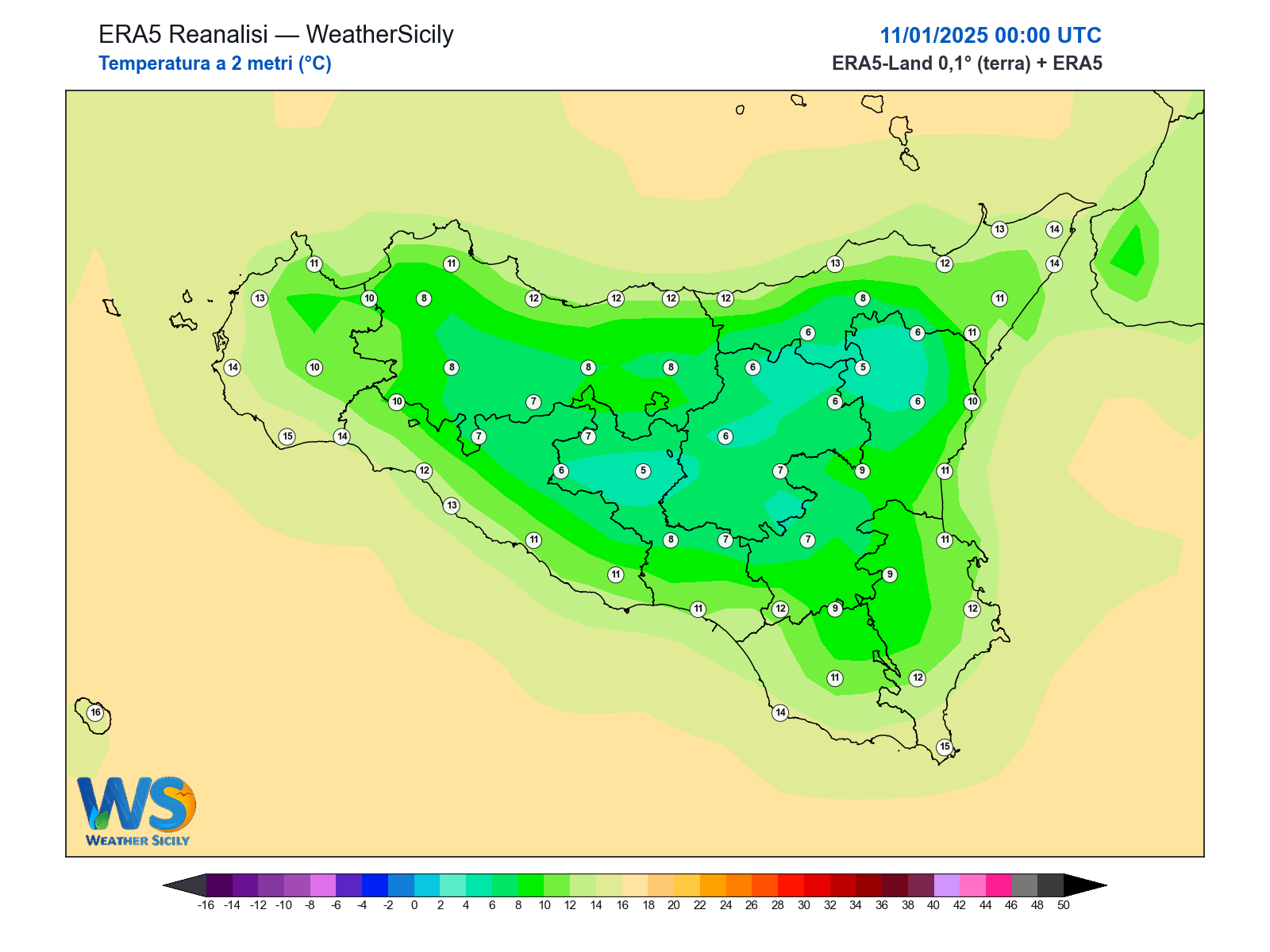 Temperatura a 2 metri · 2025011100