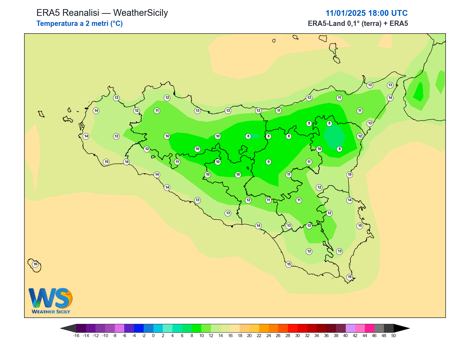 Temperatura a 2 metri · 2025011118
