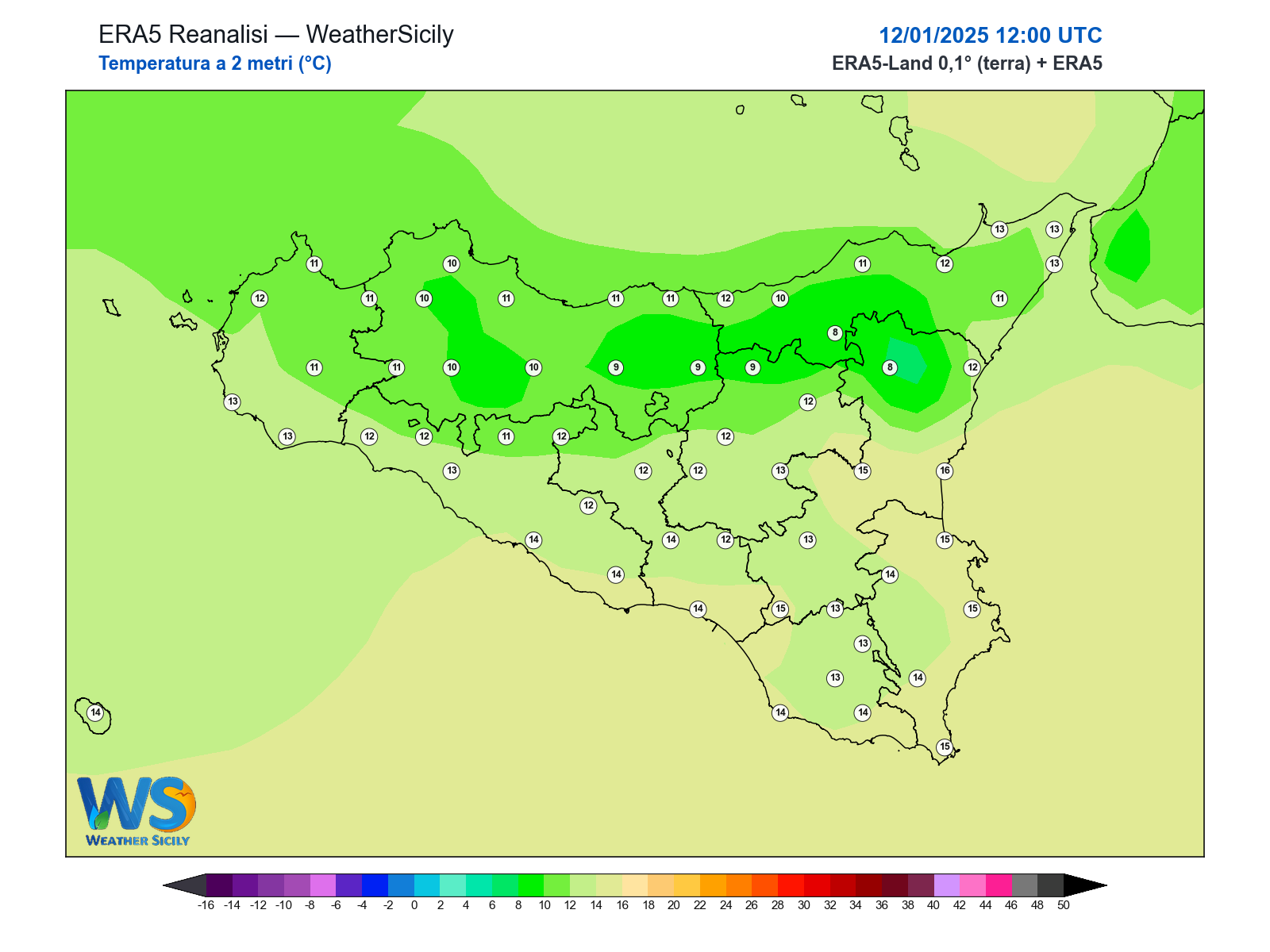 Temperatura a 2 metri · 2025011212