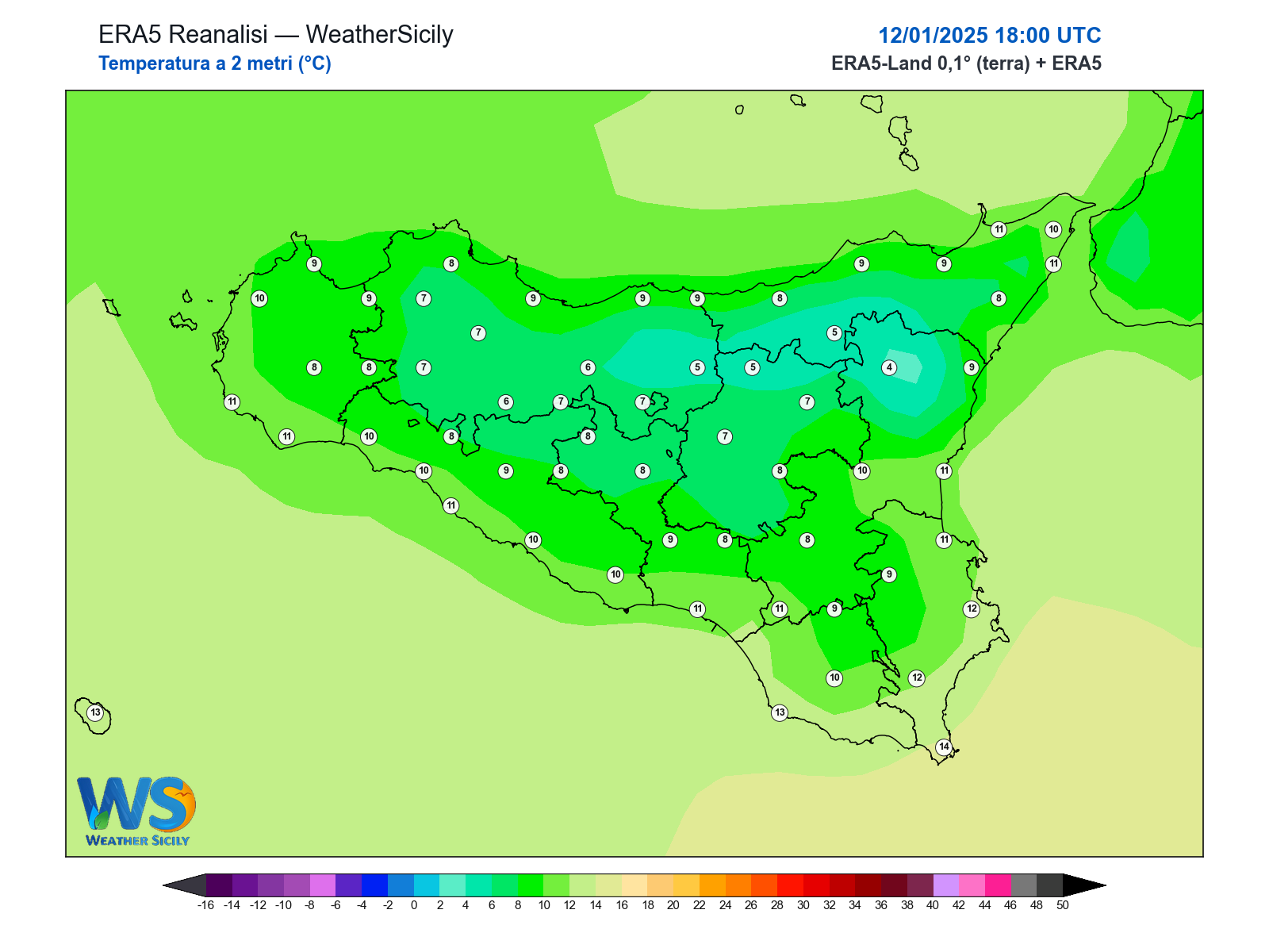 Temperatura a 2 metri · 2025011218