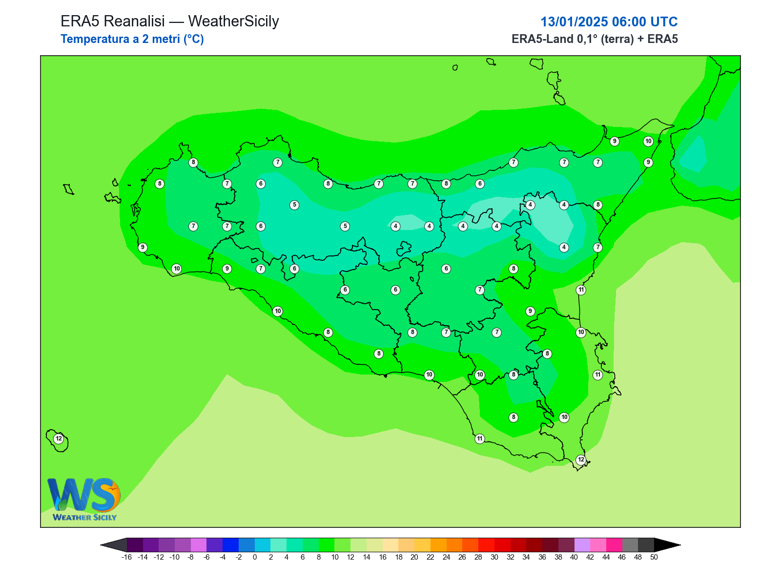 Temperatura a 2 metri · 2025011306