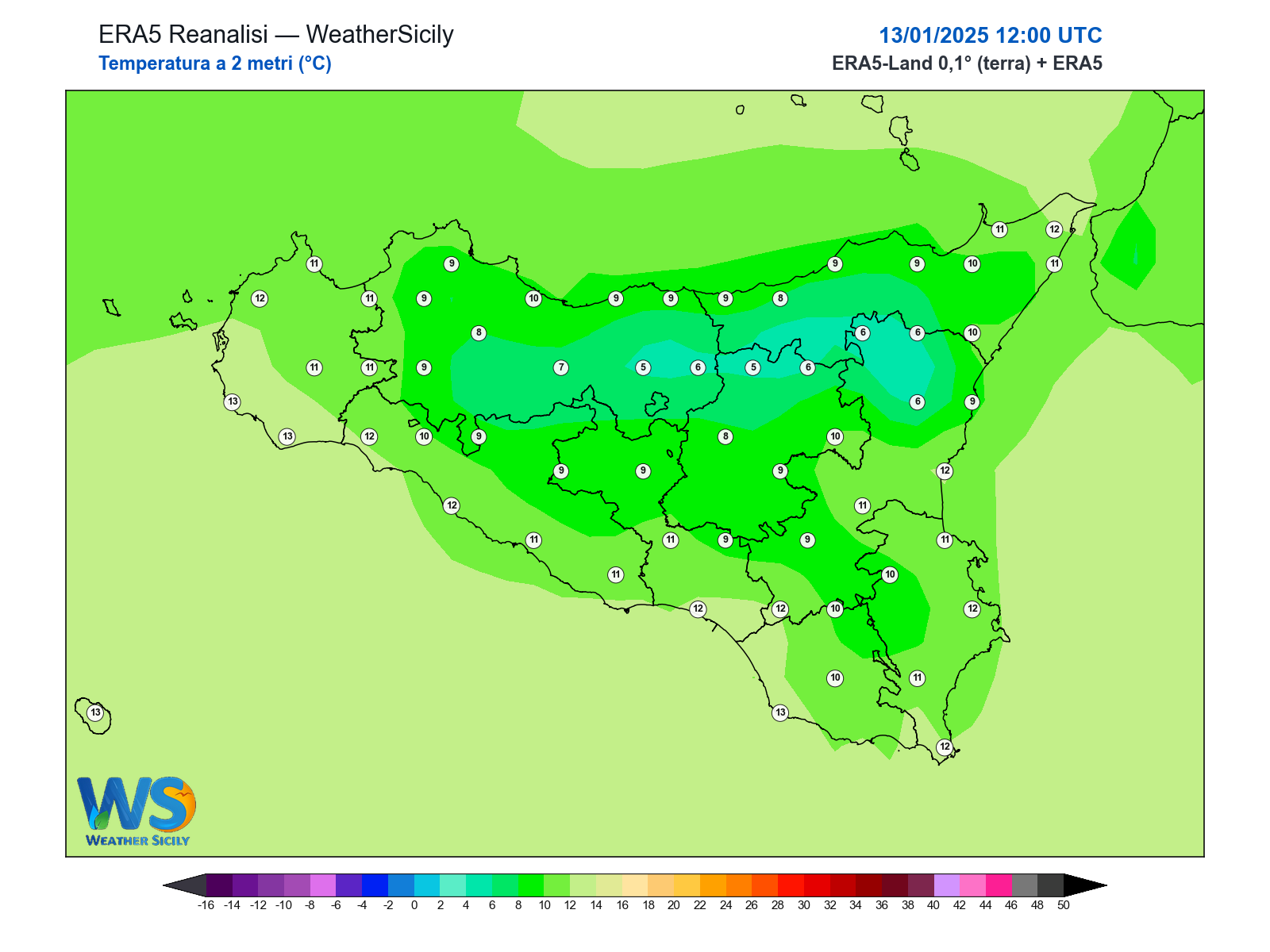 Temperatura a 2 metri · 2025011312