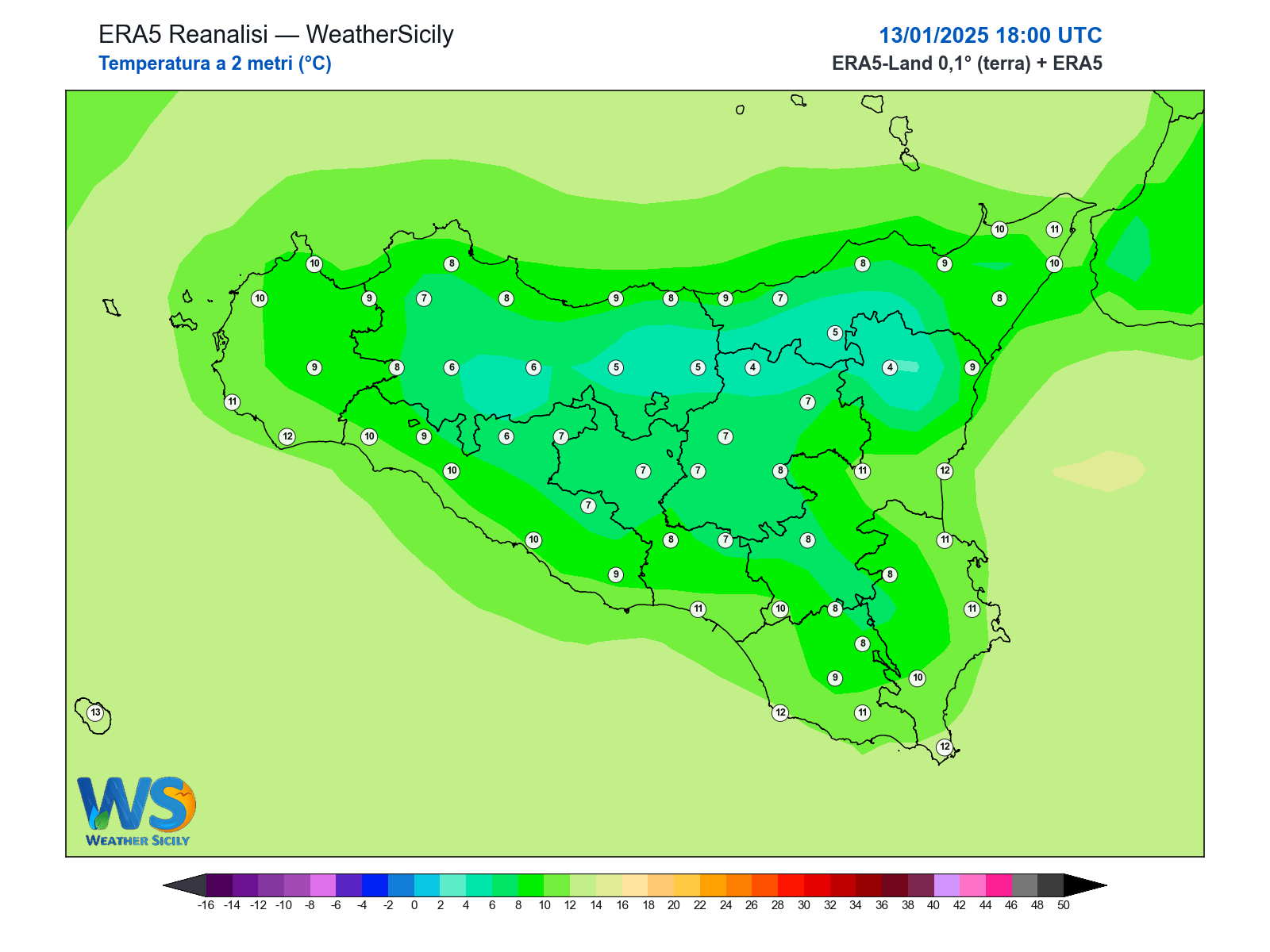 Temperatura a 2 metri · 2025011318