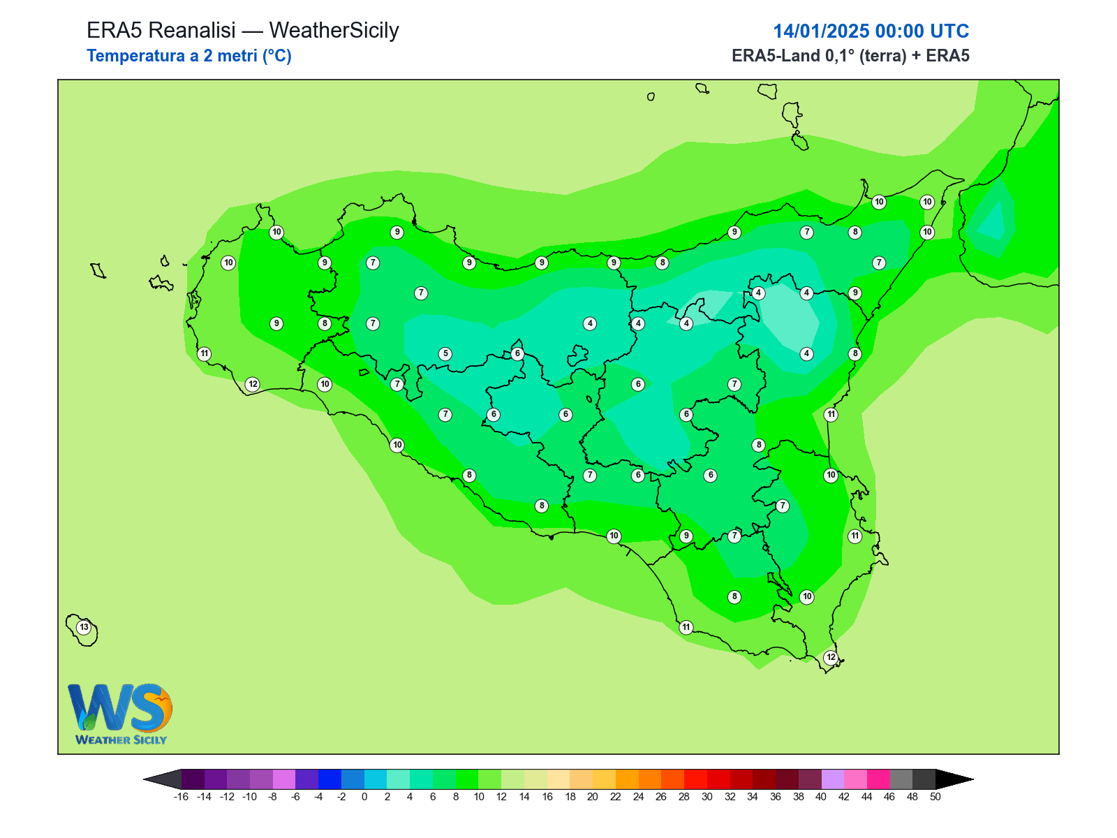 Temperatura a 2 metri · 2025011400