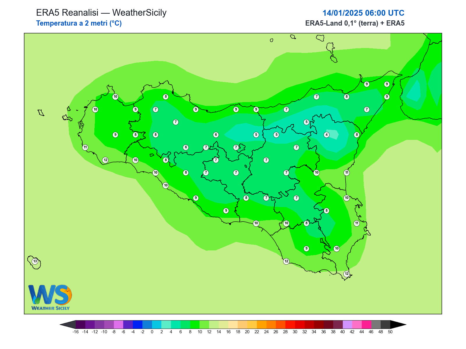 Temperatura a 2 metri · 2025011406