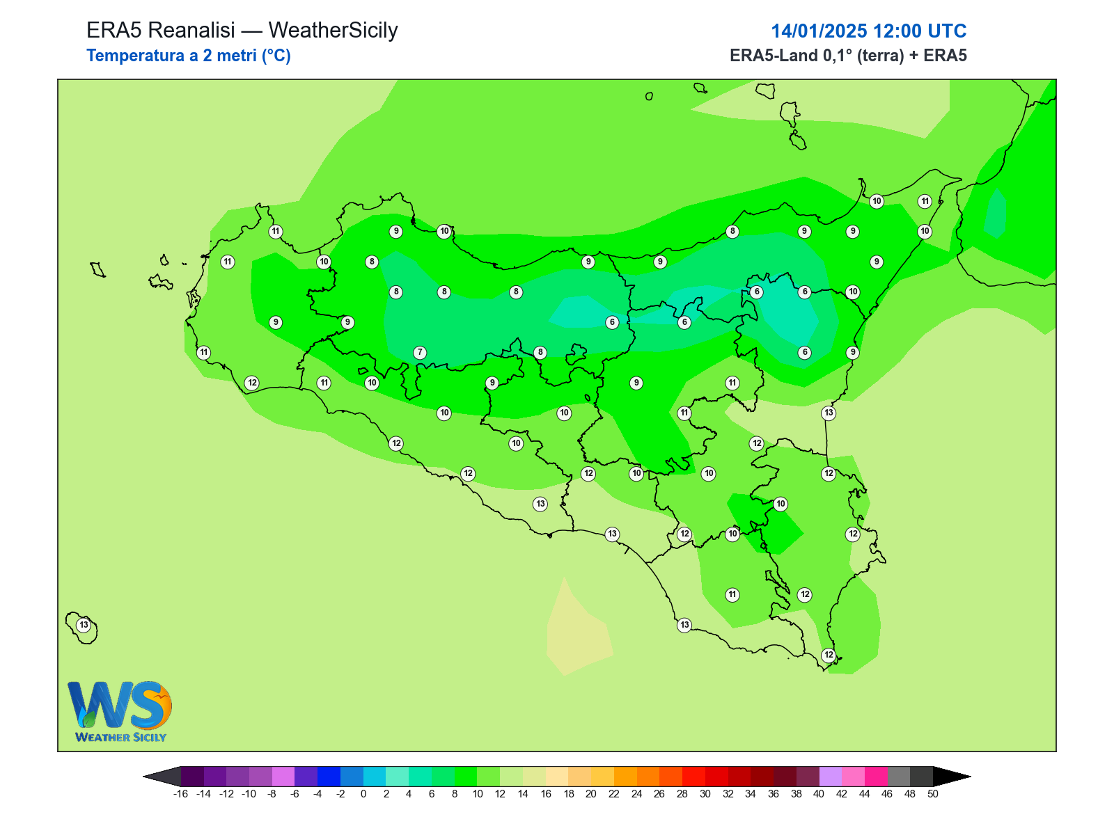 Temperatura a 2 metri · 2025011412
