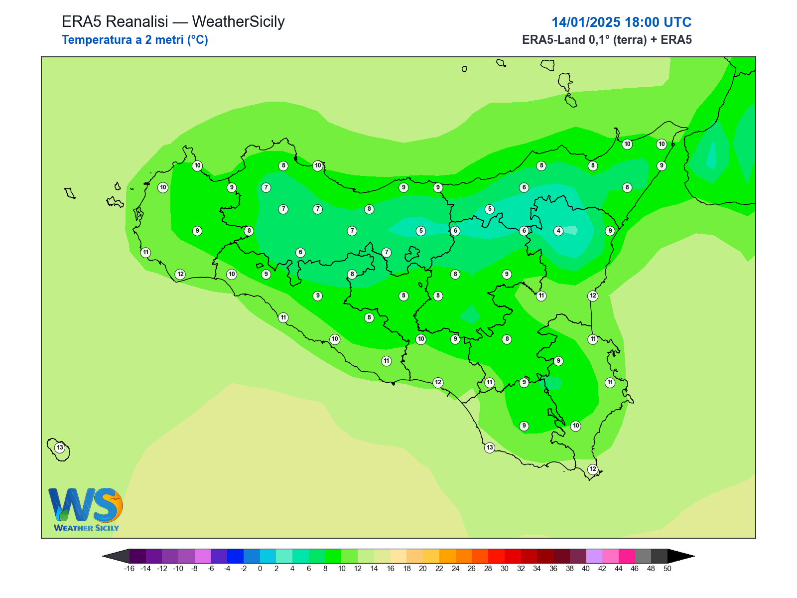 Temperatura a 2 metri · 2025011418