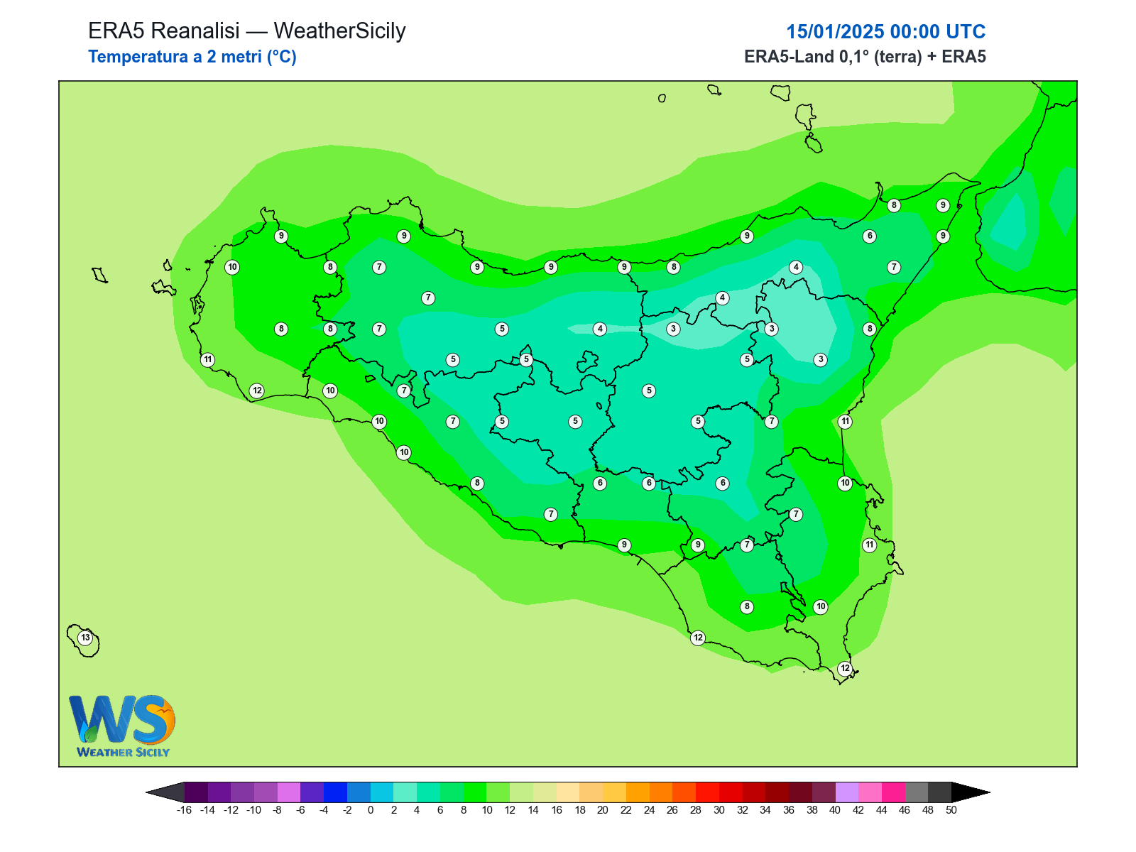 Temperatura a 2 metri · 2025011500