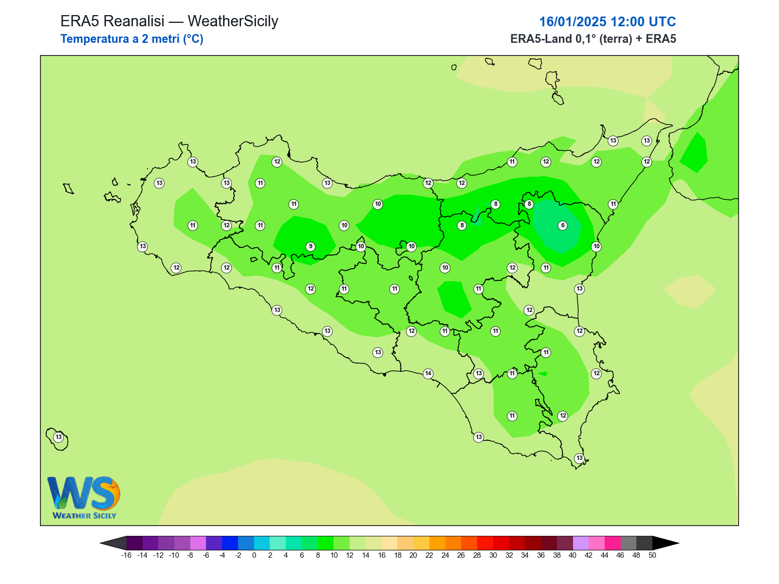 Temperatura a 2 metri · 2025011612