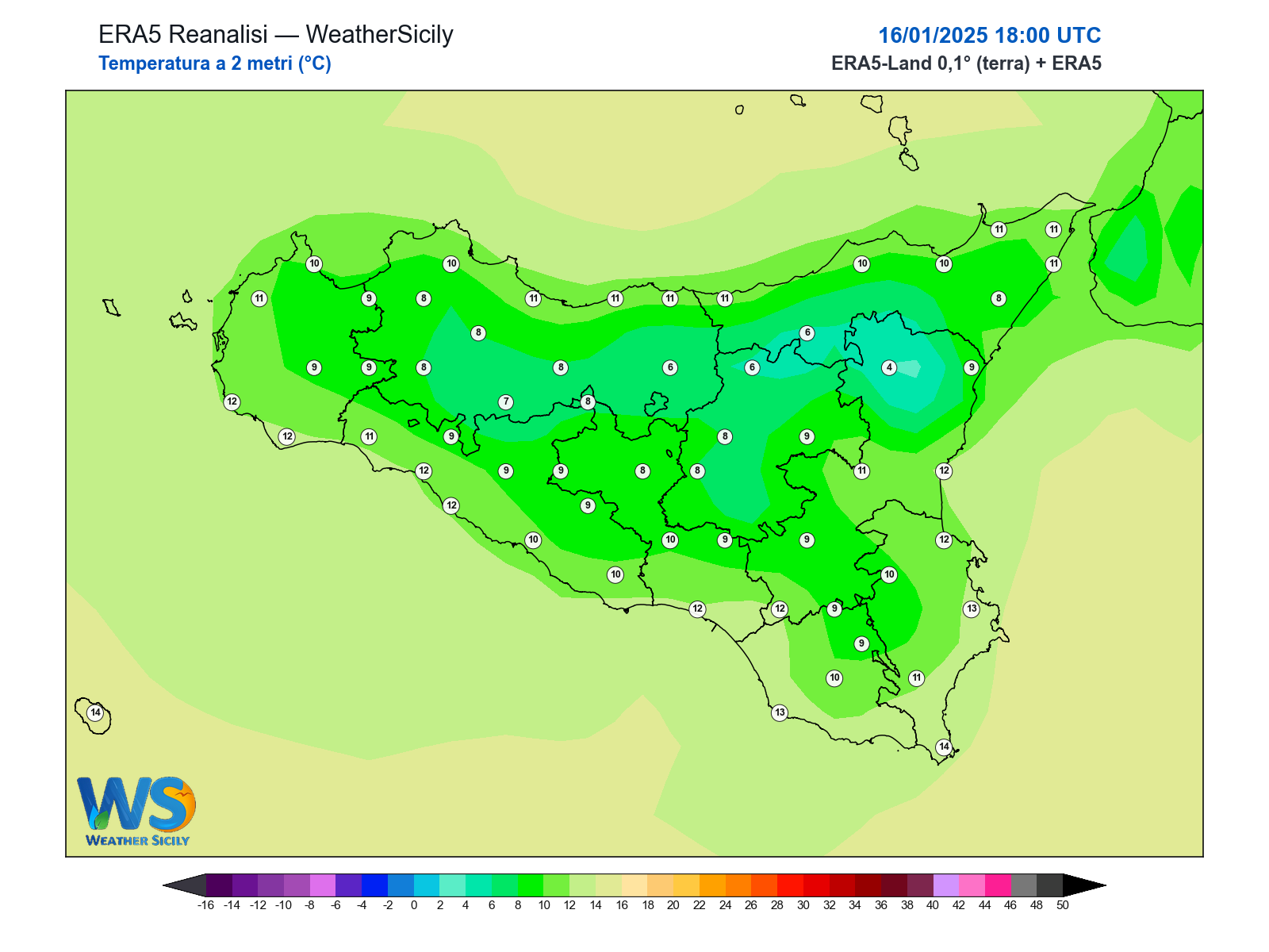 Temperatura a 2 metri · 2025011618