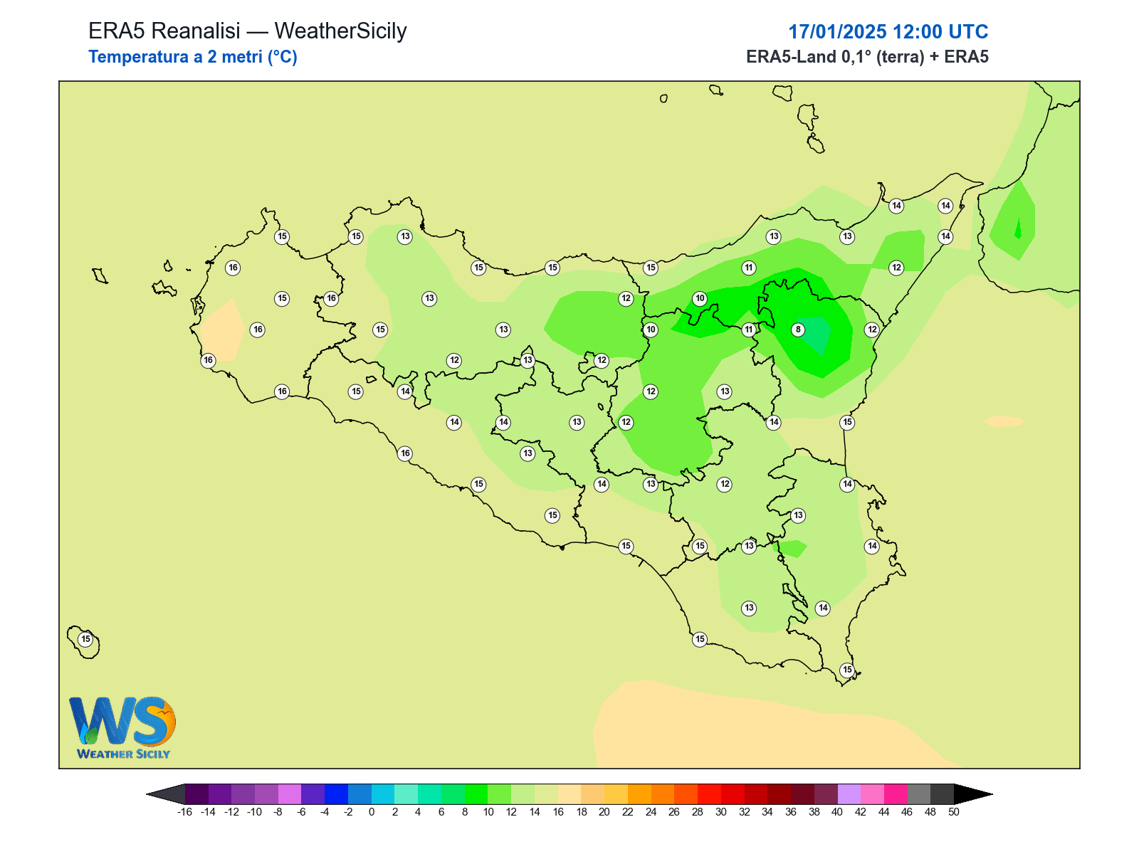 Temperatura a 2 metri · 2025011712