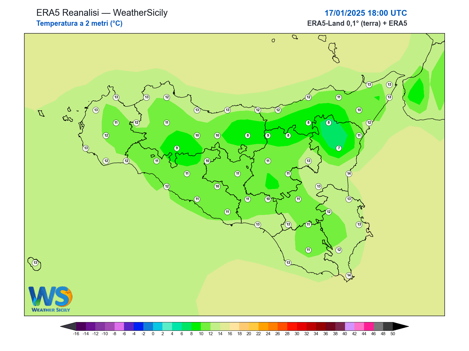 Temperatura a 2 metri · 2025011718